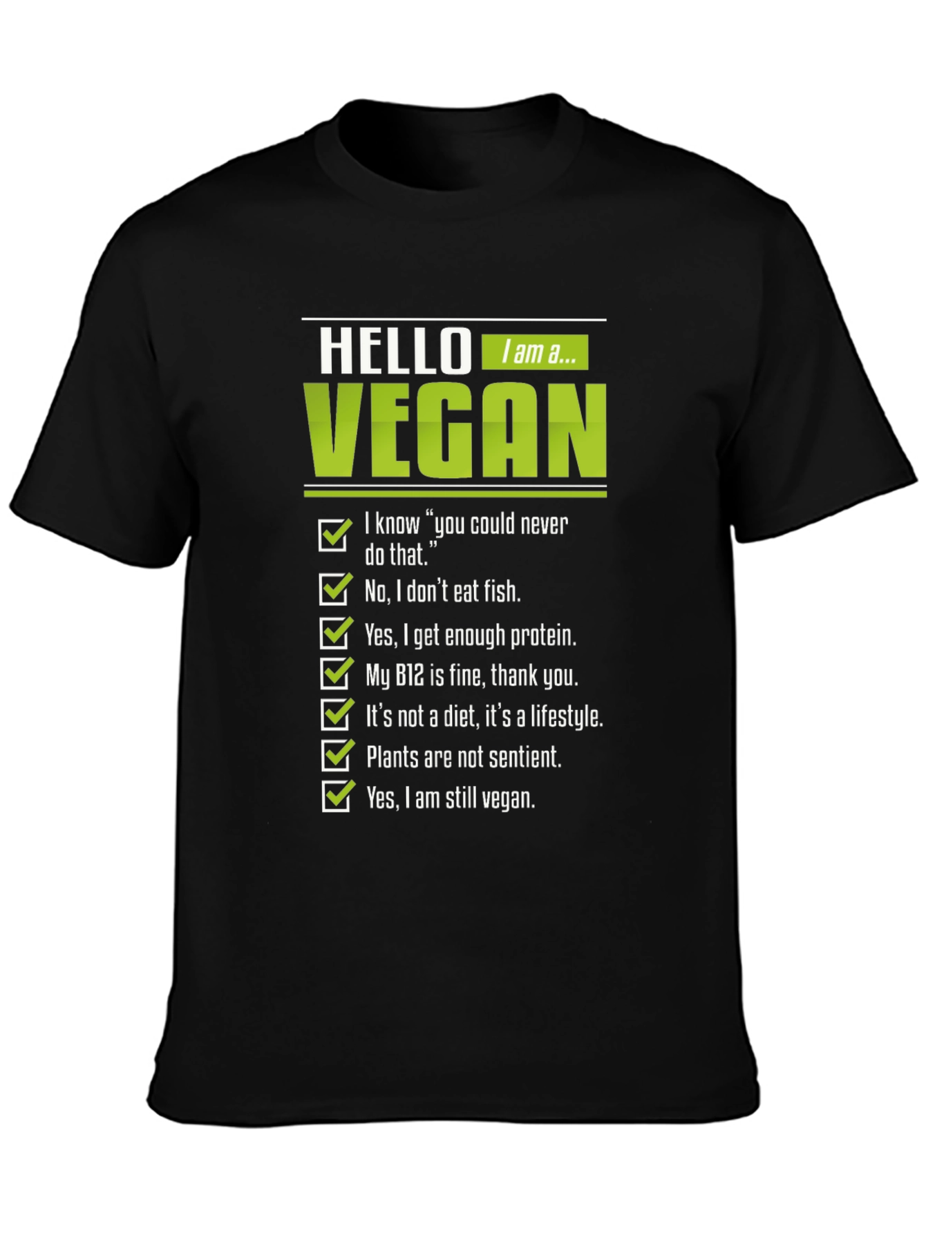 Vegan Statement Graphic Tee - Mens Black T-Shirt