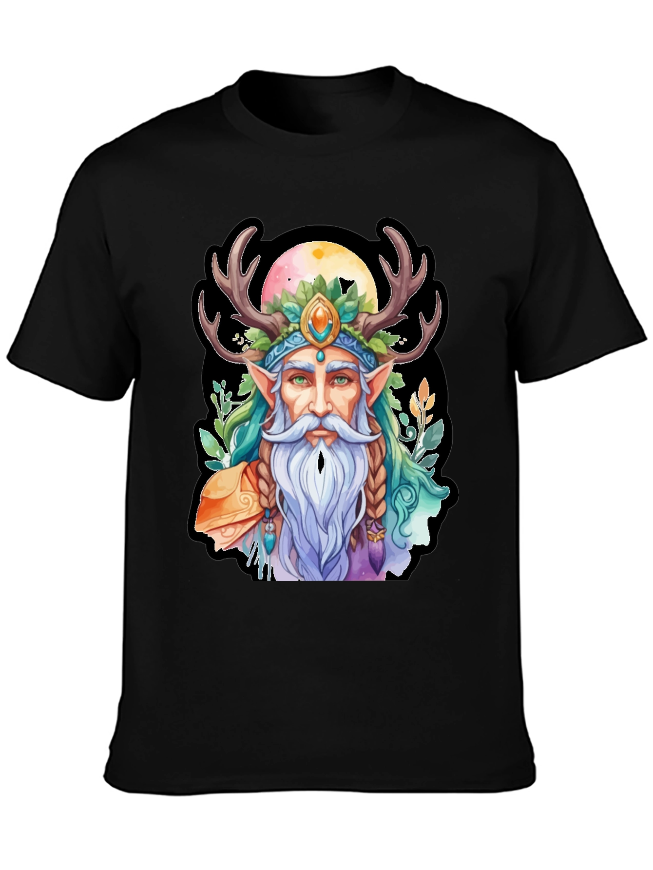 Whimsical Druid Graphic Tee - Black