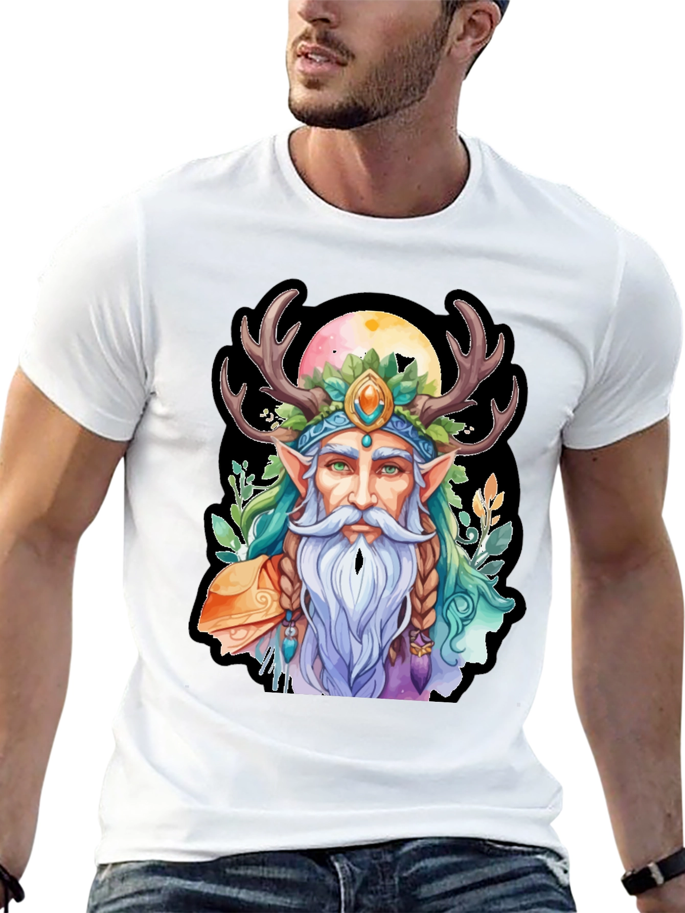 Whimsical Druid Graphic Tee - Black