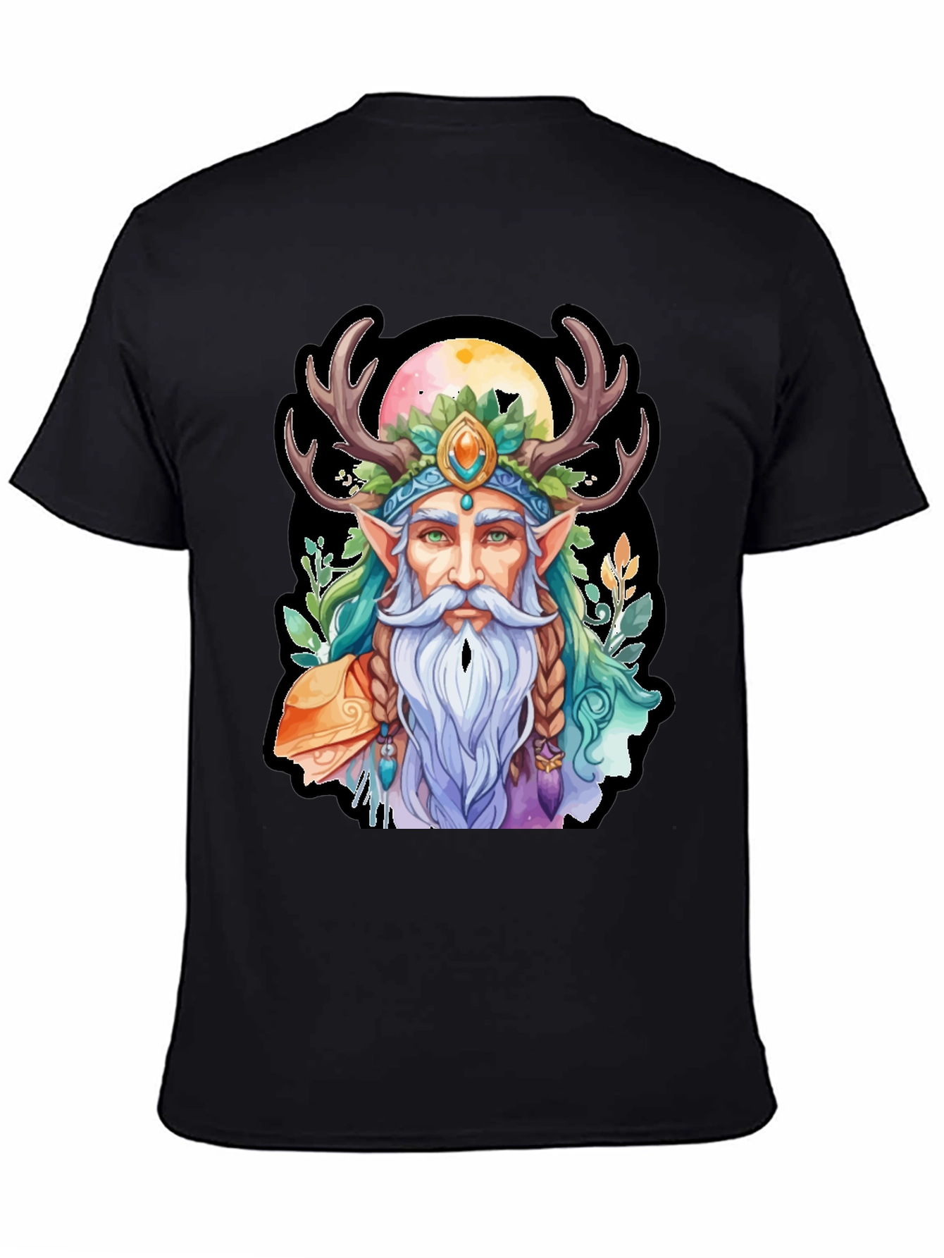 Whimsical Druid Graphic Tee - Black