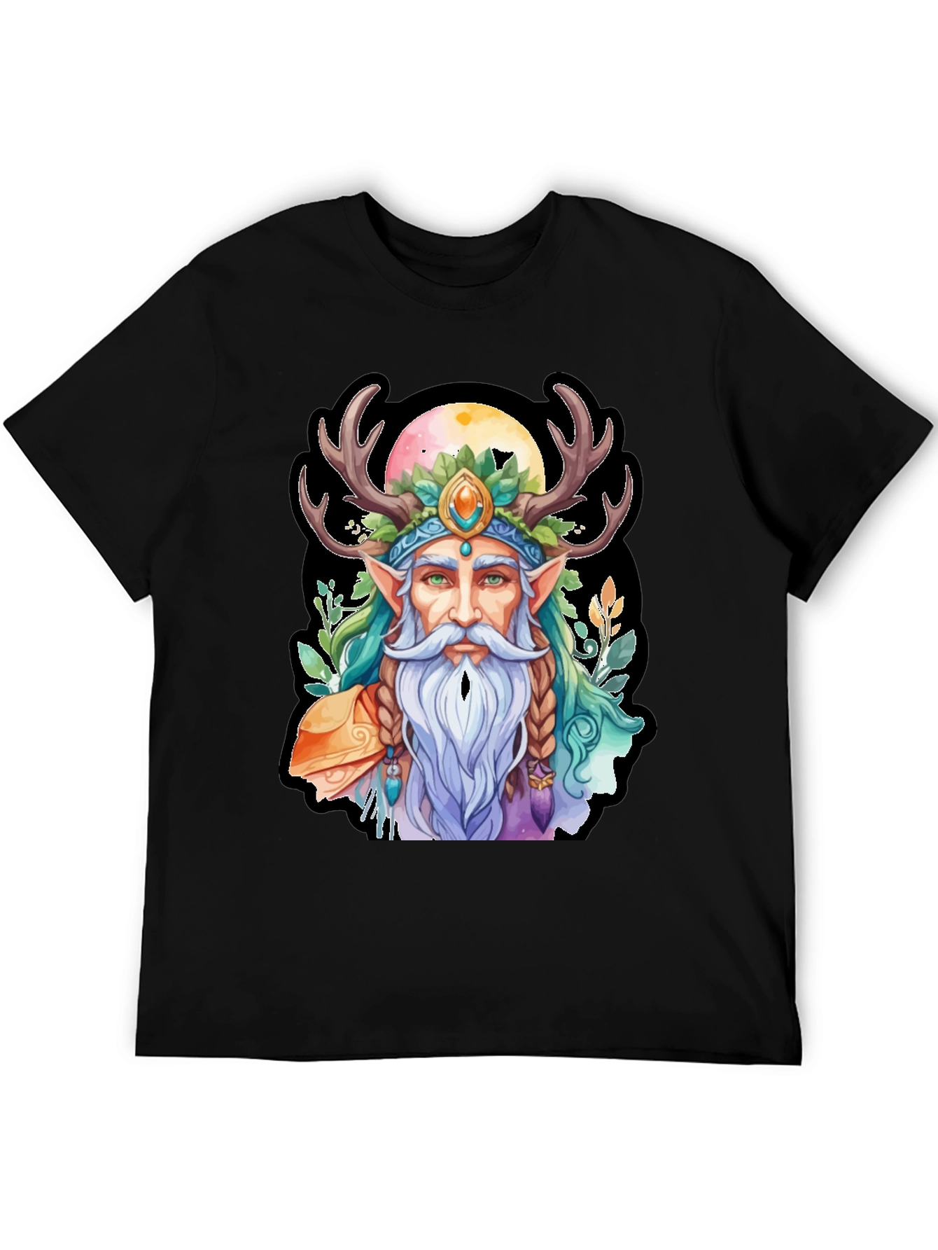 Whimsical Druid Graphic Tee - Black