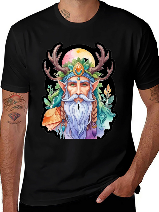 Whimsical Druid Graphic Tee - Black
