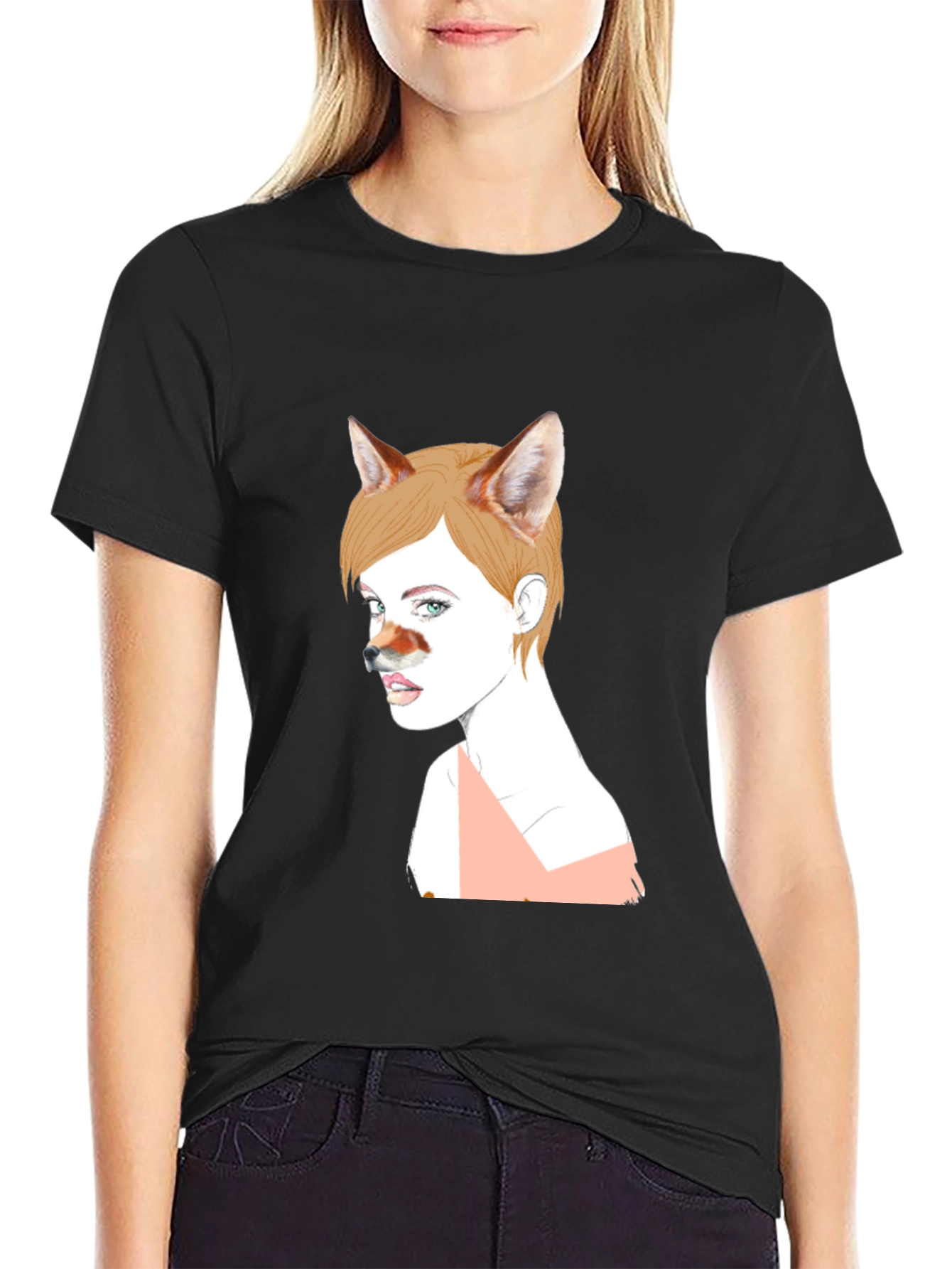 Unique Fox Girl Graphic T-Shirt