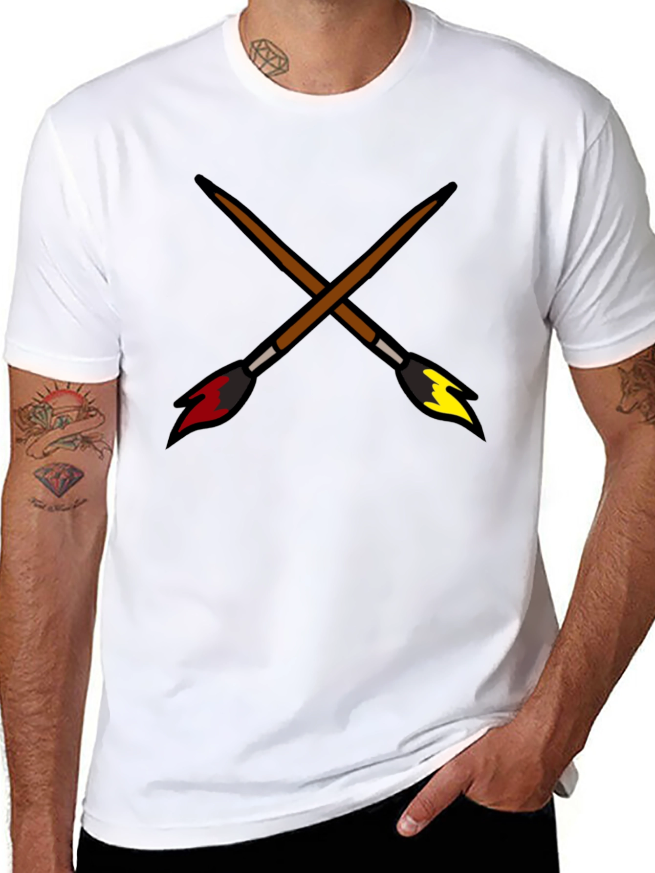 Crossed Paintbrushes Graphic Tee - Artists Style!