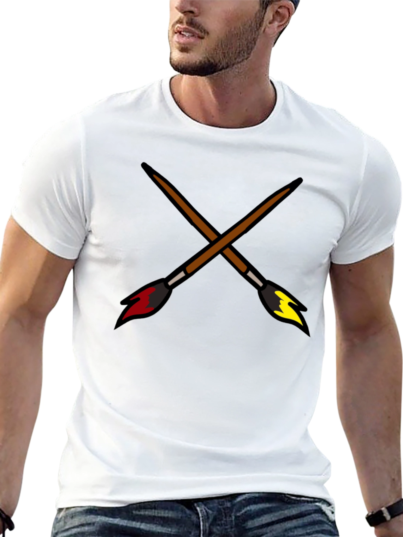 Crossed Paintbrushes Graphic Tee - Artists Style!