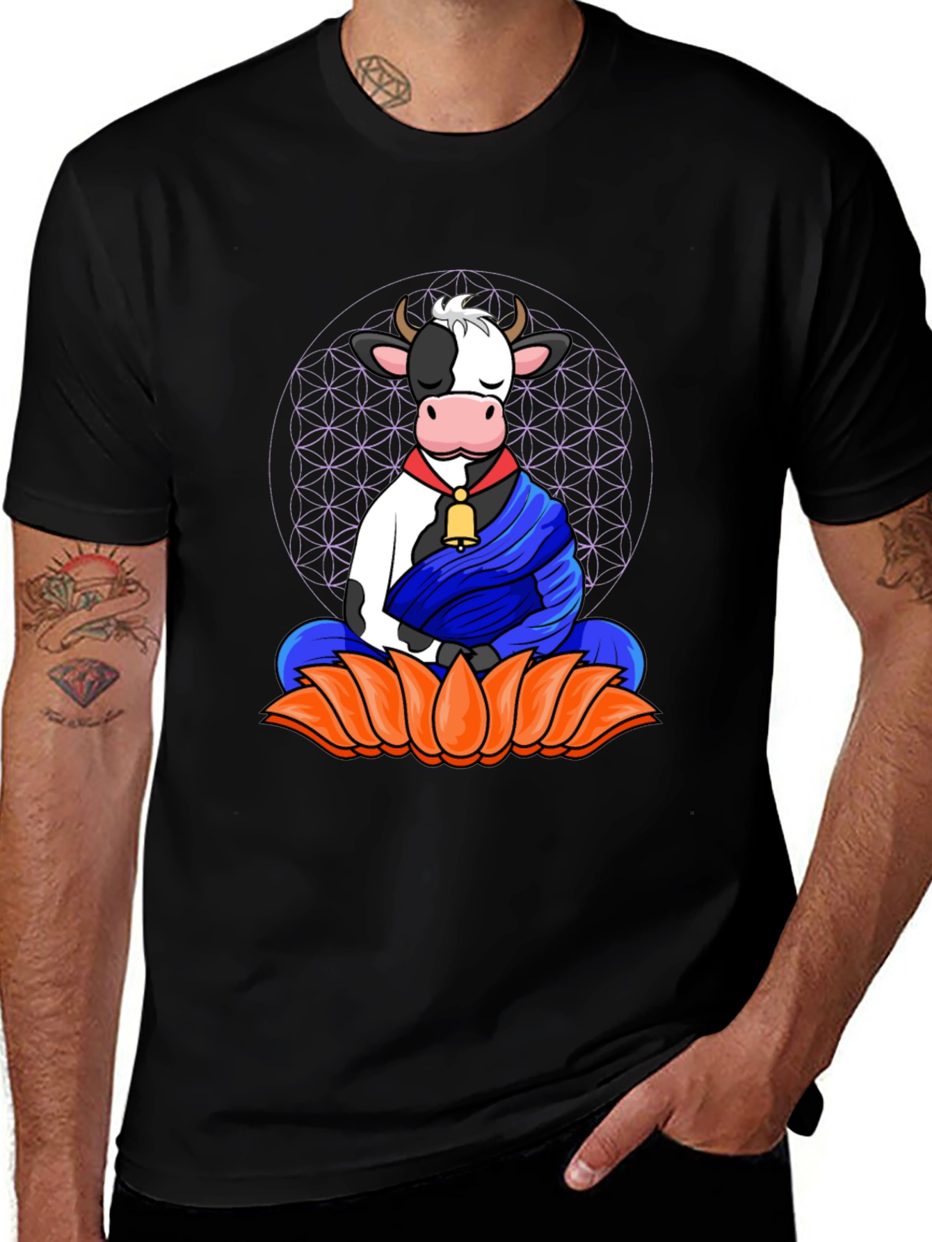 Zen Cow T-Shirt - Meditating Cow Design