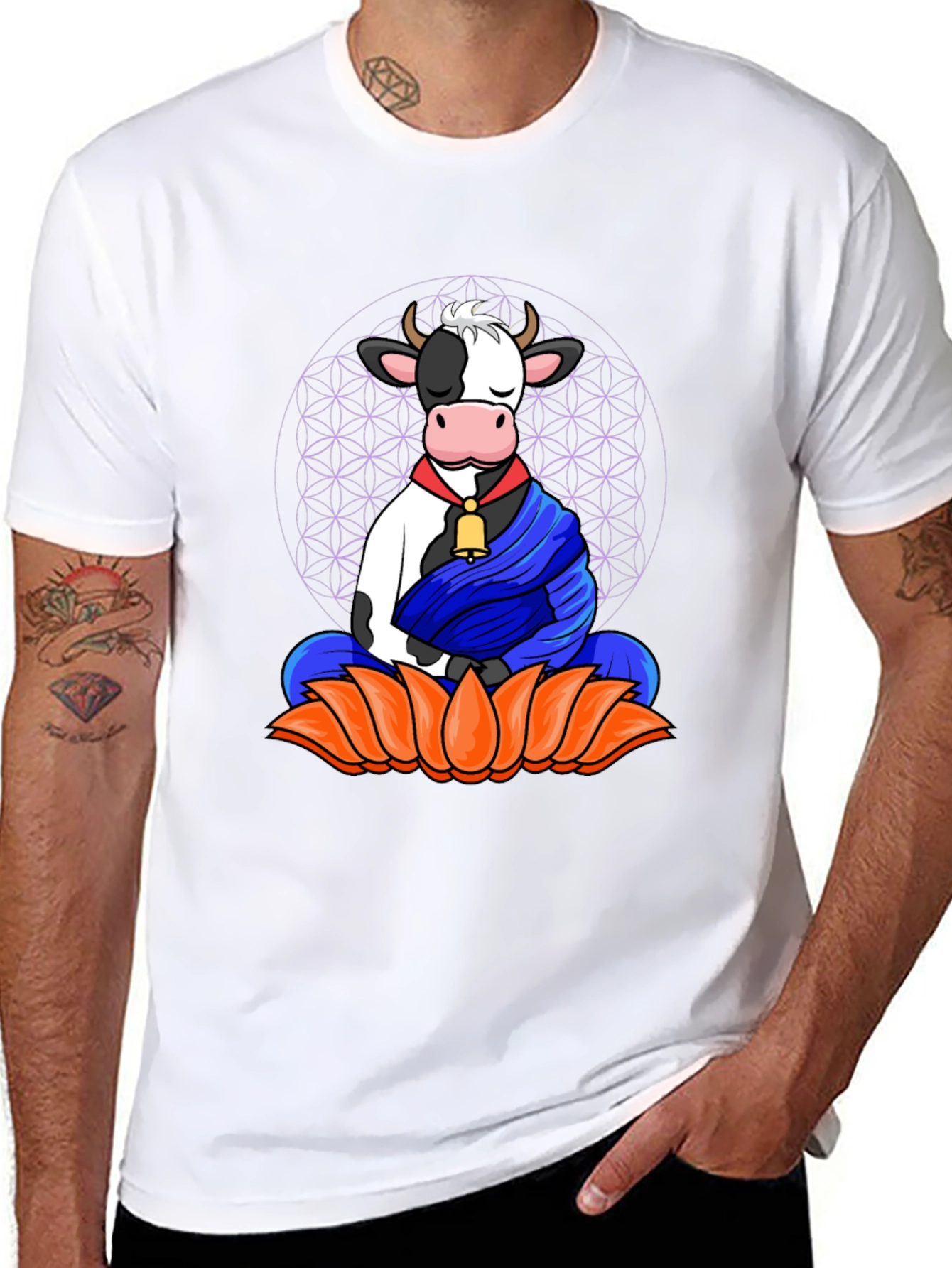Zen Cow T-Shirt - Meditating Cow Design