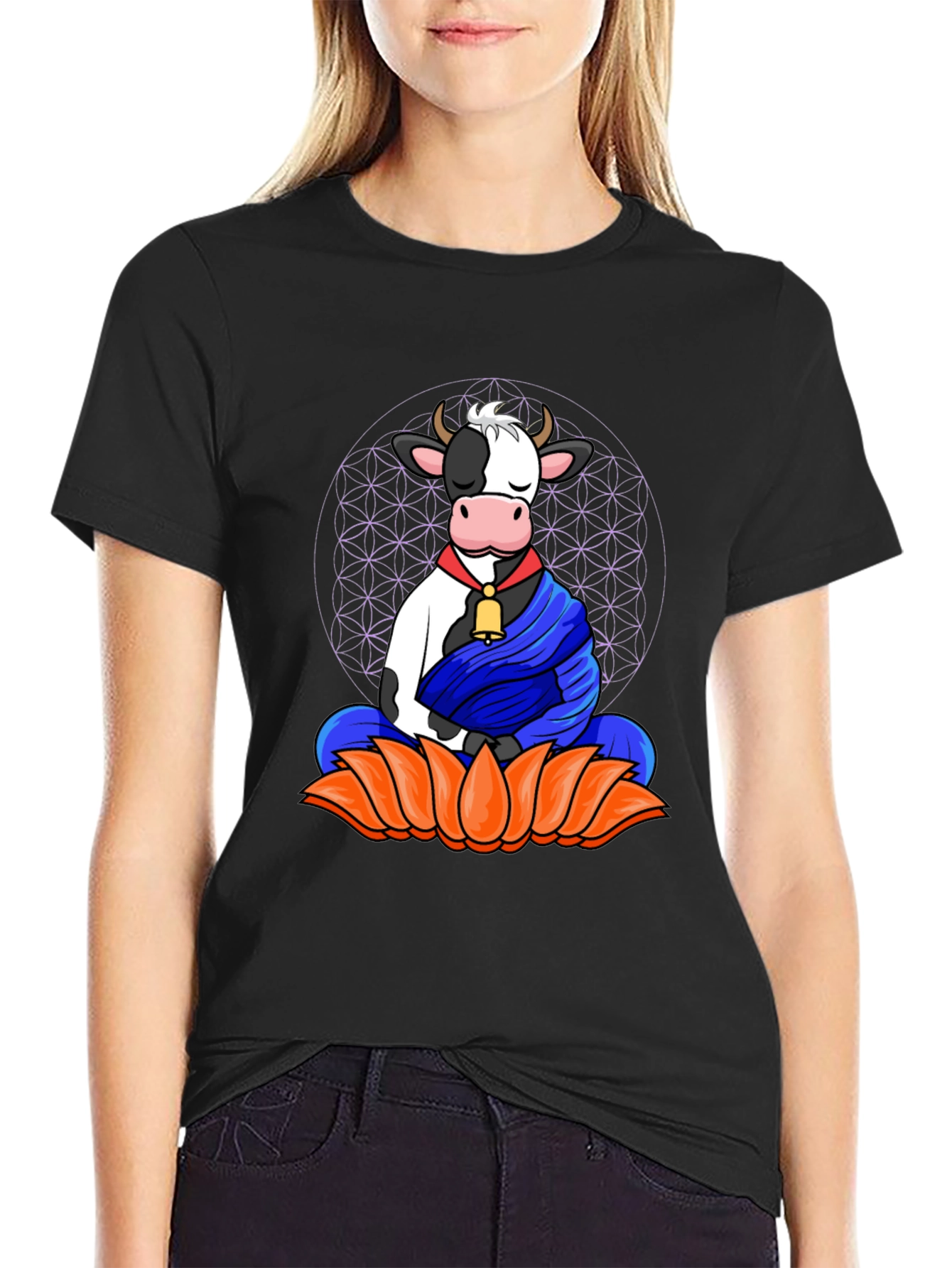 Zen Cow T-Shirt - Meditating Cow Design