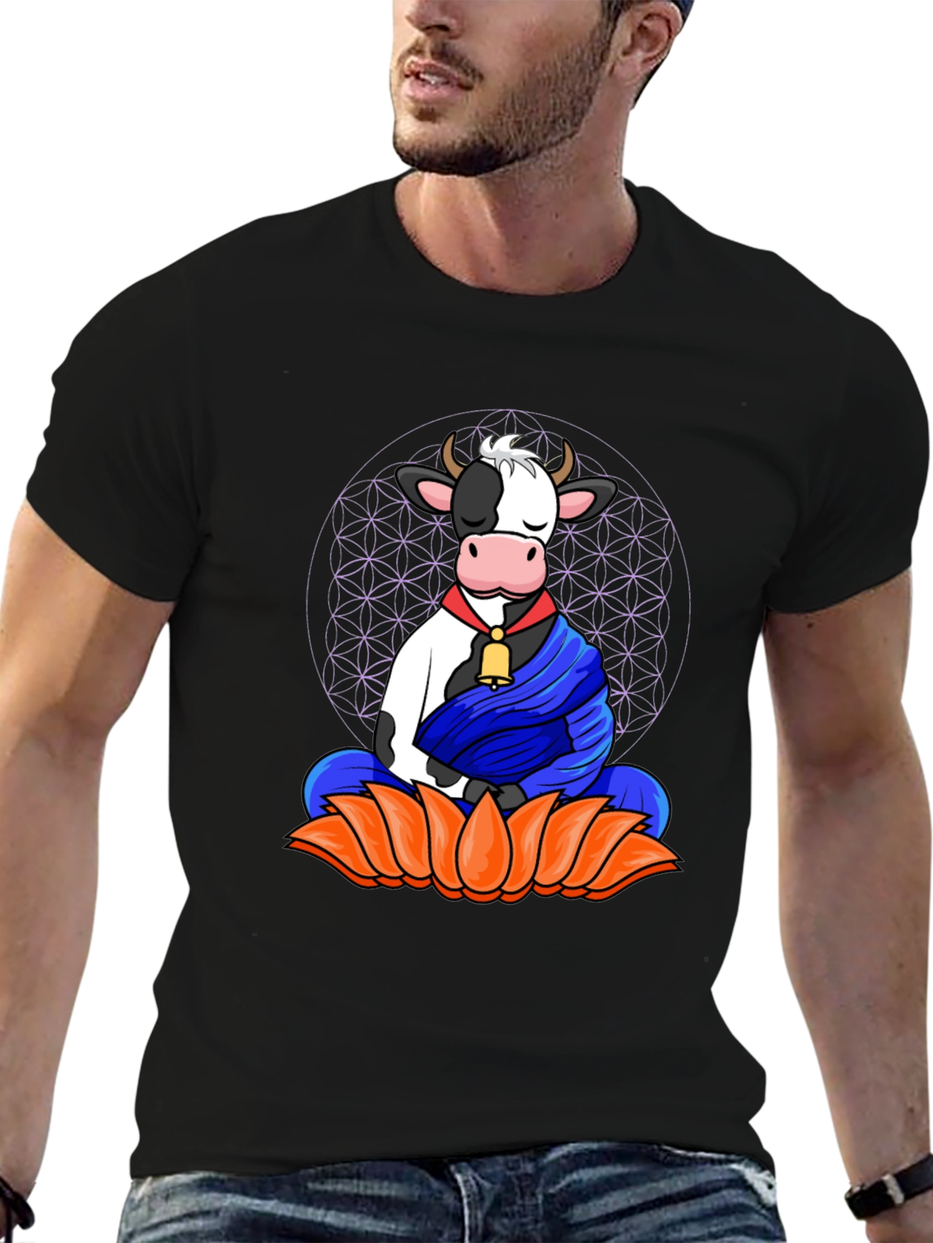 Zen Cow T-Shirt - Meditating Cow Design