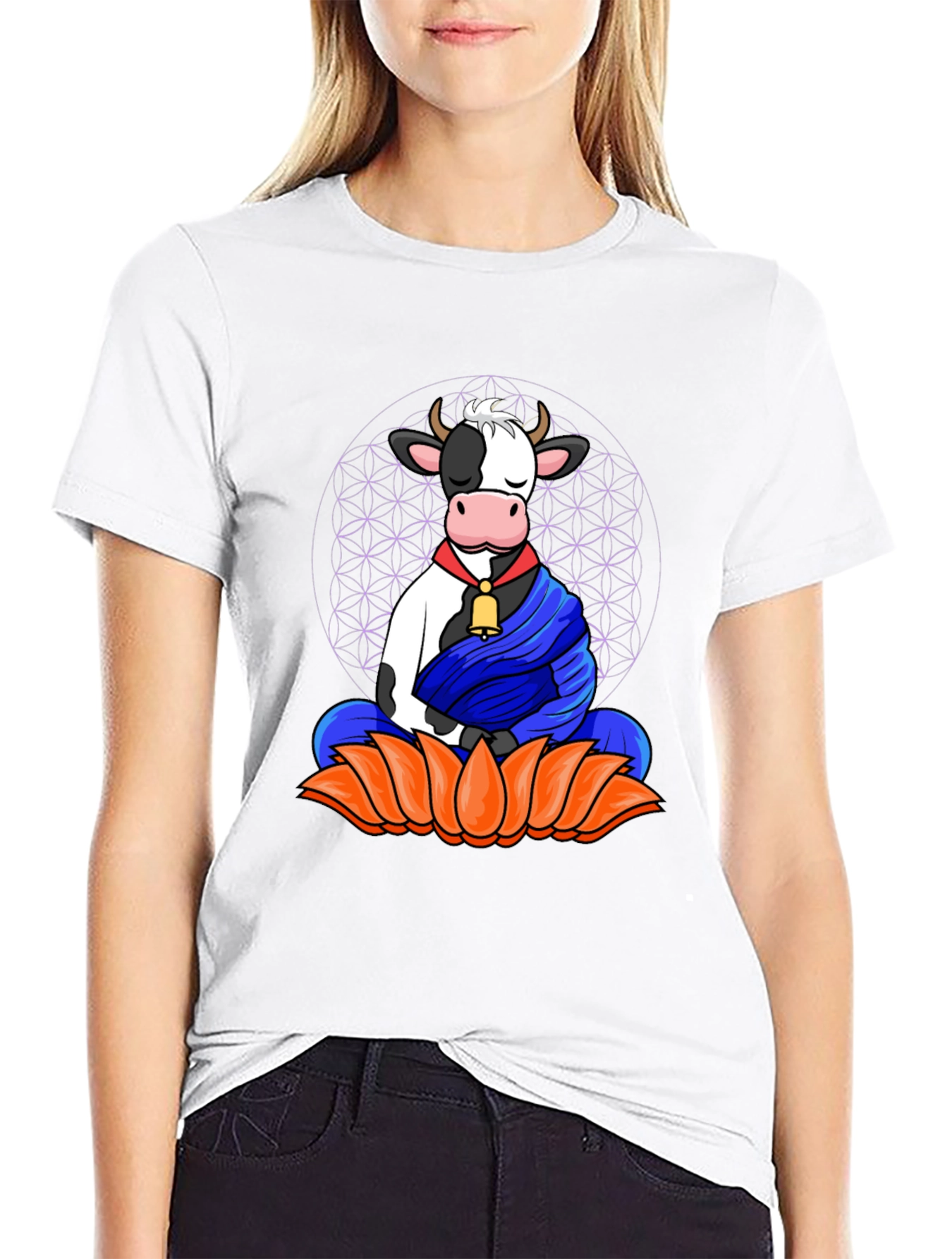 Zen Cow T-Shirt - Meditating Cow Design