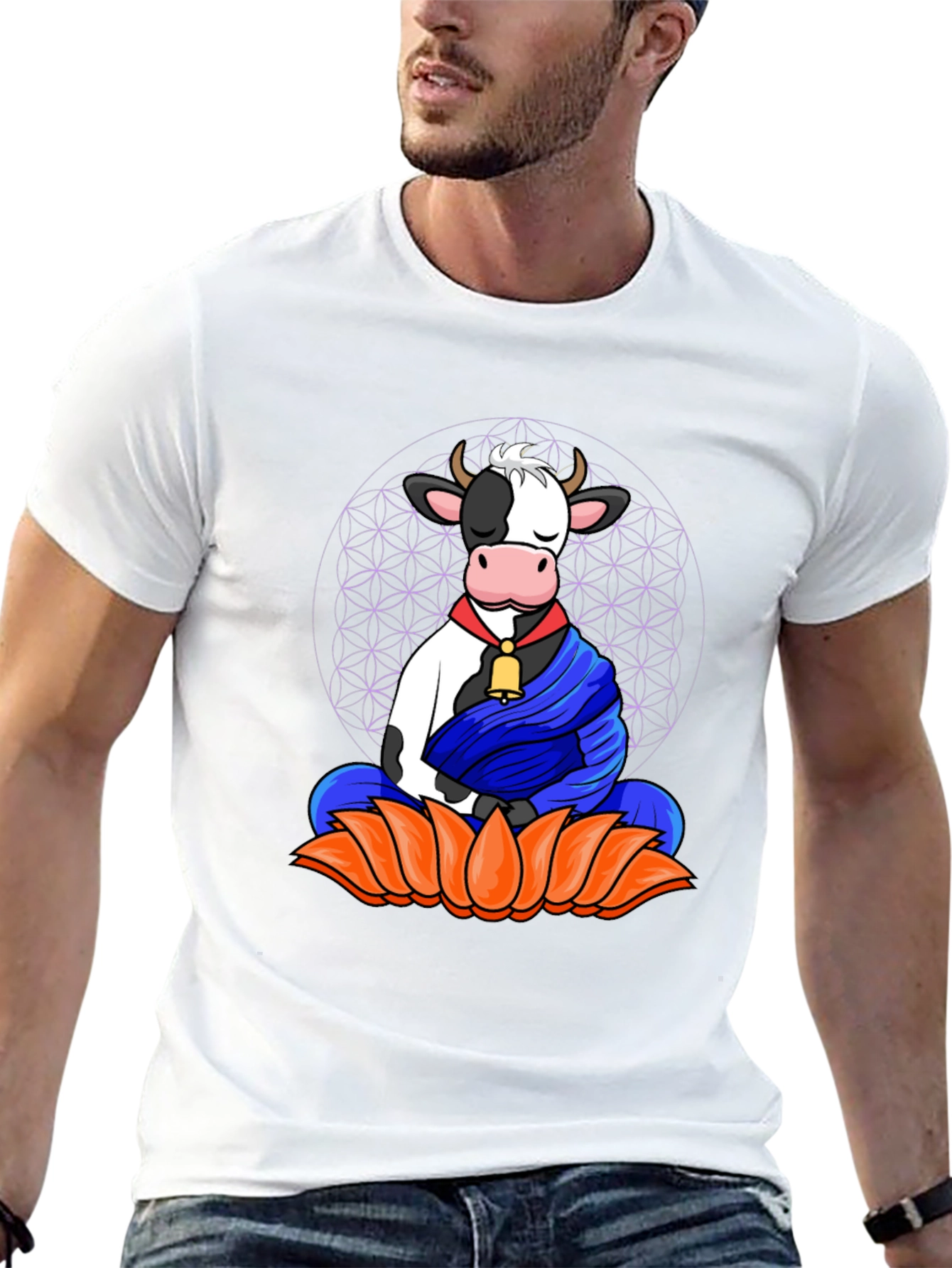 Zen Cow T-Shirt - Meditating Cow Design