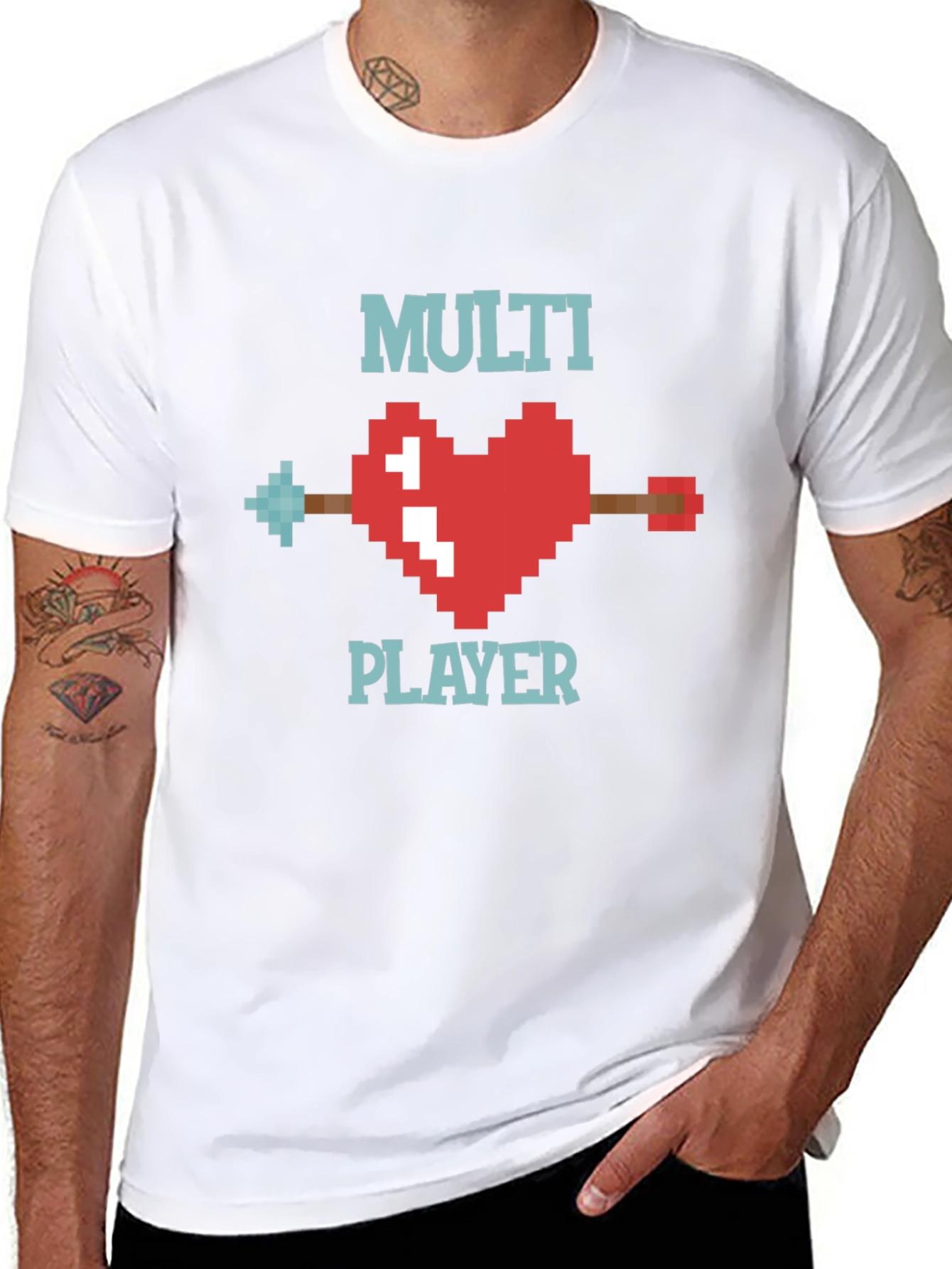Multiplayer Pixel Heart T-Shirt - Gamer Style