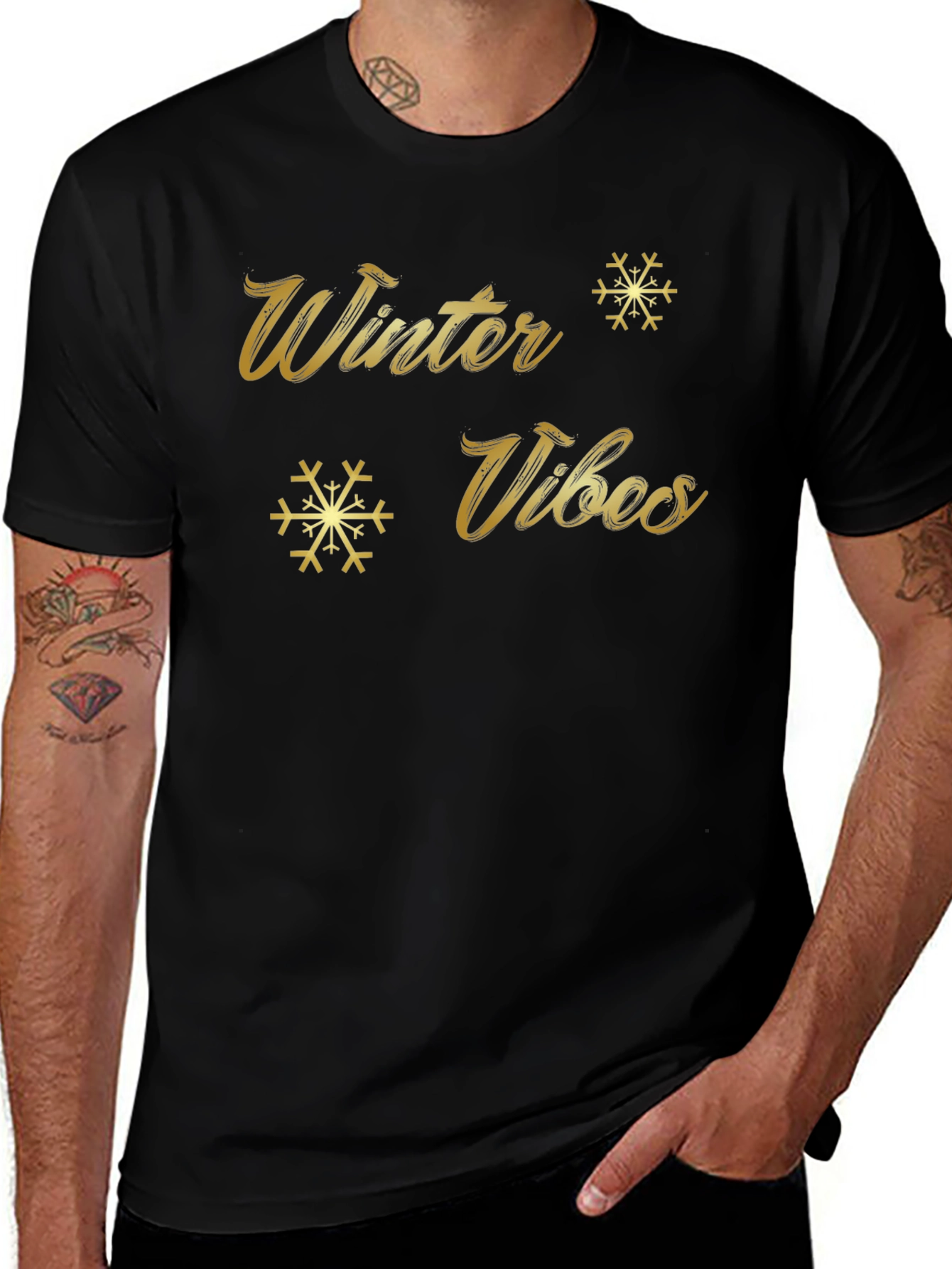 Winter Vibes Black Graphic Tee