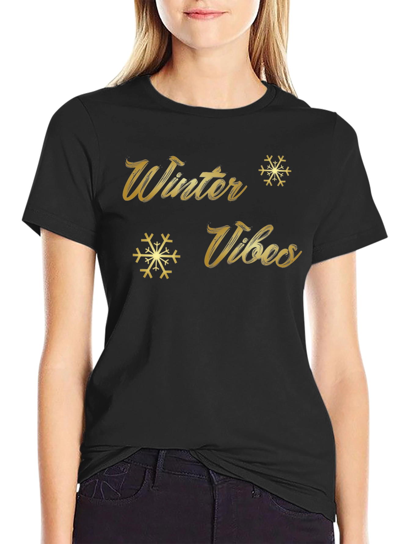 Winter Vibes Black Graphic Tee