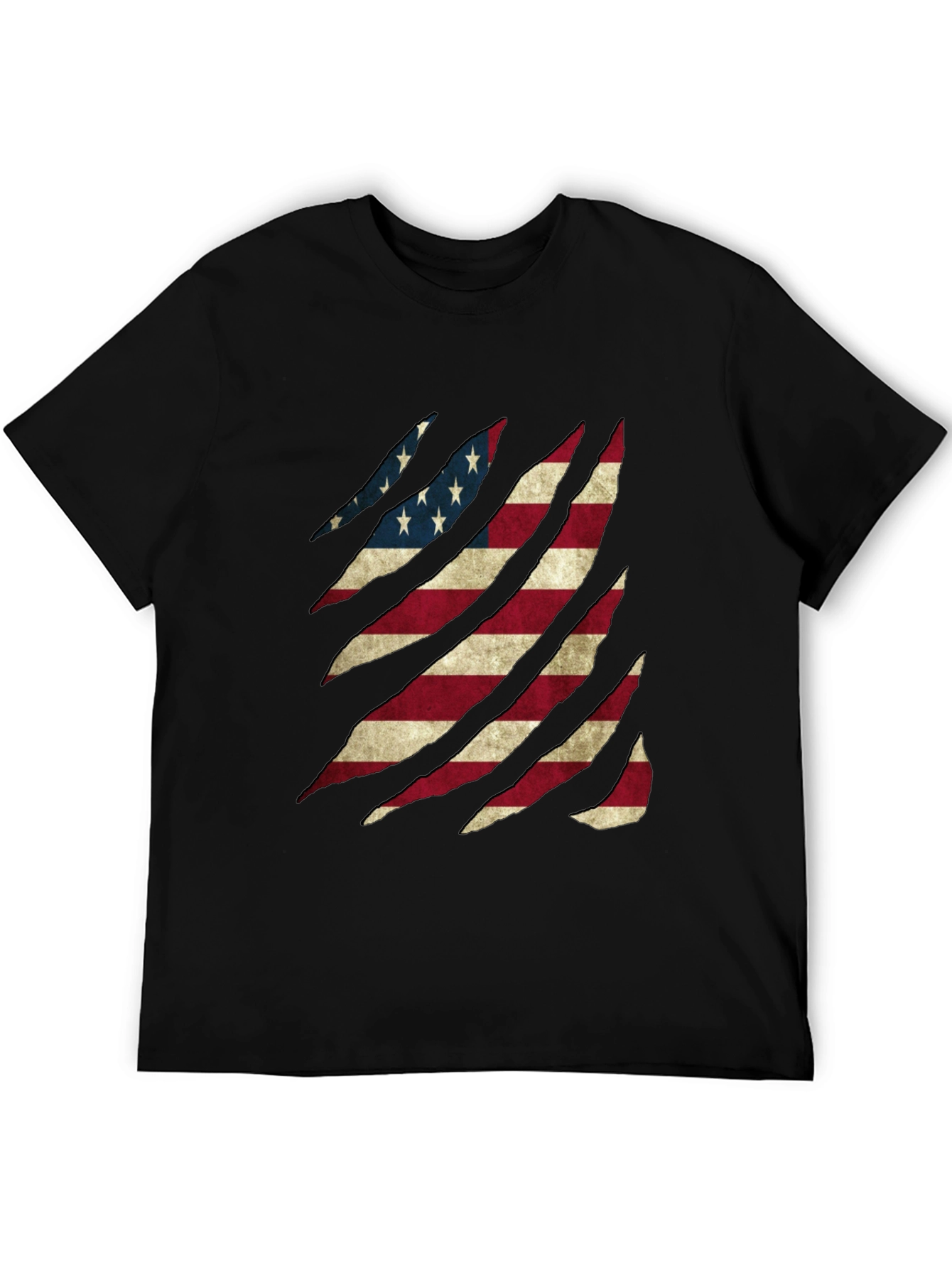 American Flag Ripped Graphic T-Shirt Patriotic Tee
