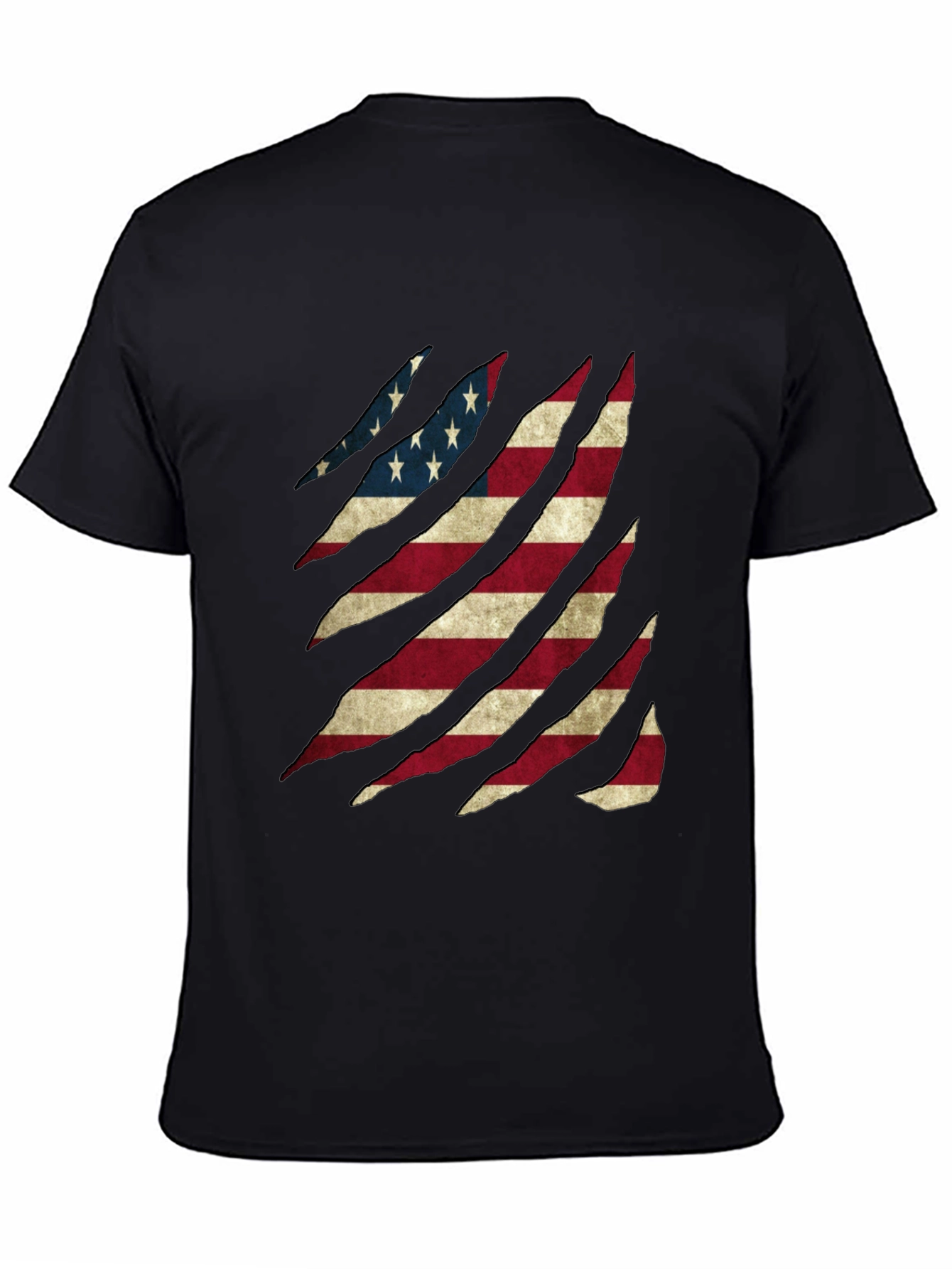 American Flag Ripped Graphic T-Shirt Patriotic Tee
