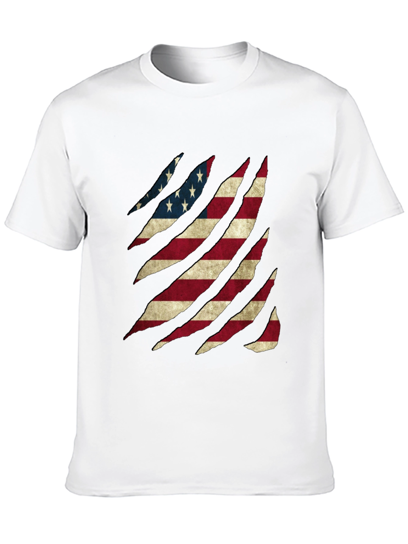 American Flag Ripped Graphic T-Shirt Patriotic Tee