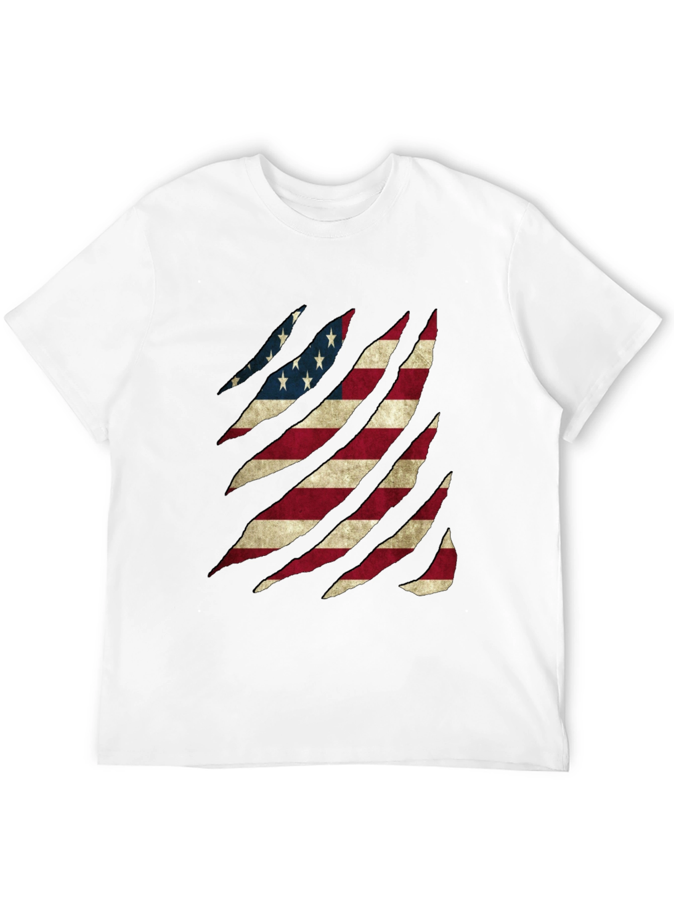 American Flag Ripped Graphic T-Shirt Patriotic Tee