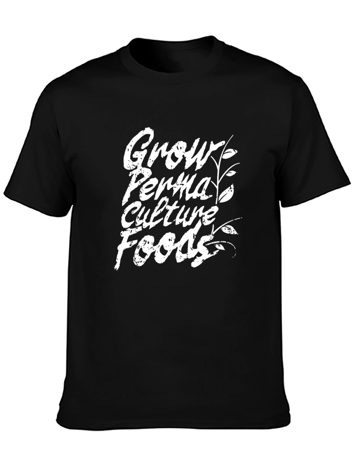 Grow Permaculture Foods Black Graphic T-Shirt