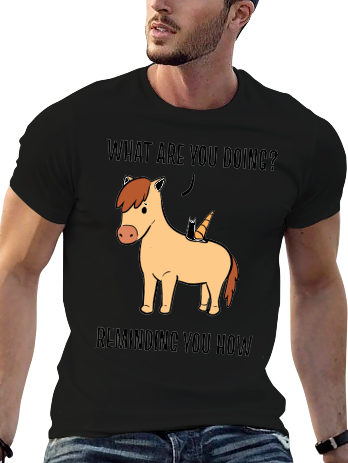 Funny Unicorn & Cat Graphic T-Shirt