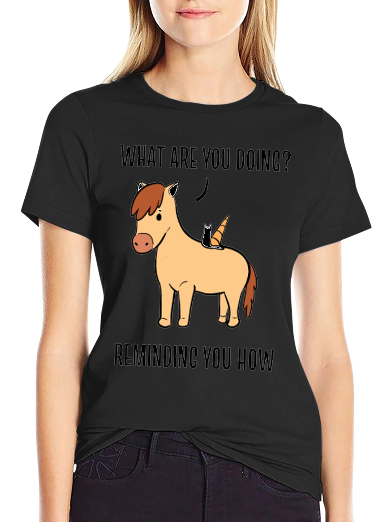 Funny Unicorn & Cat Graphic T-Shirt