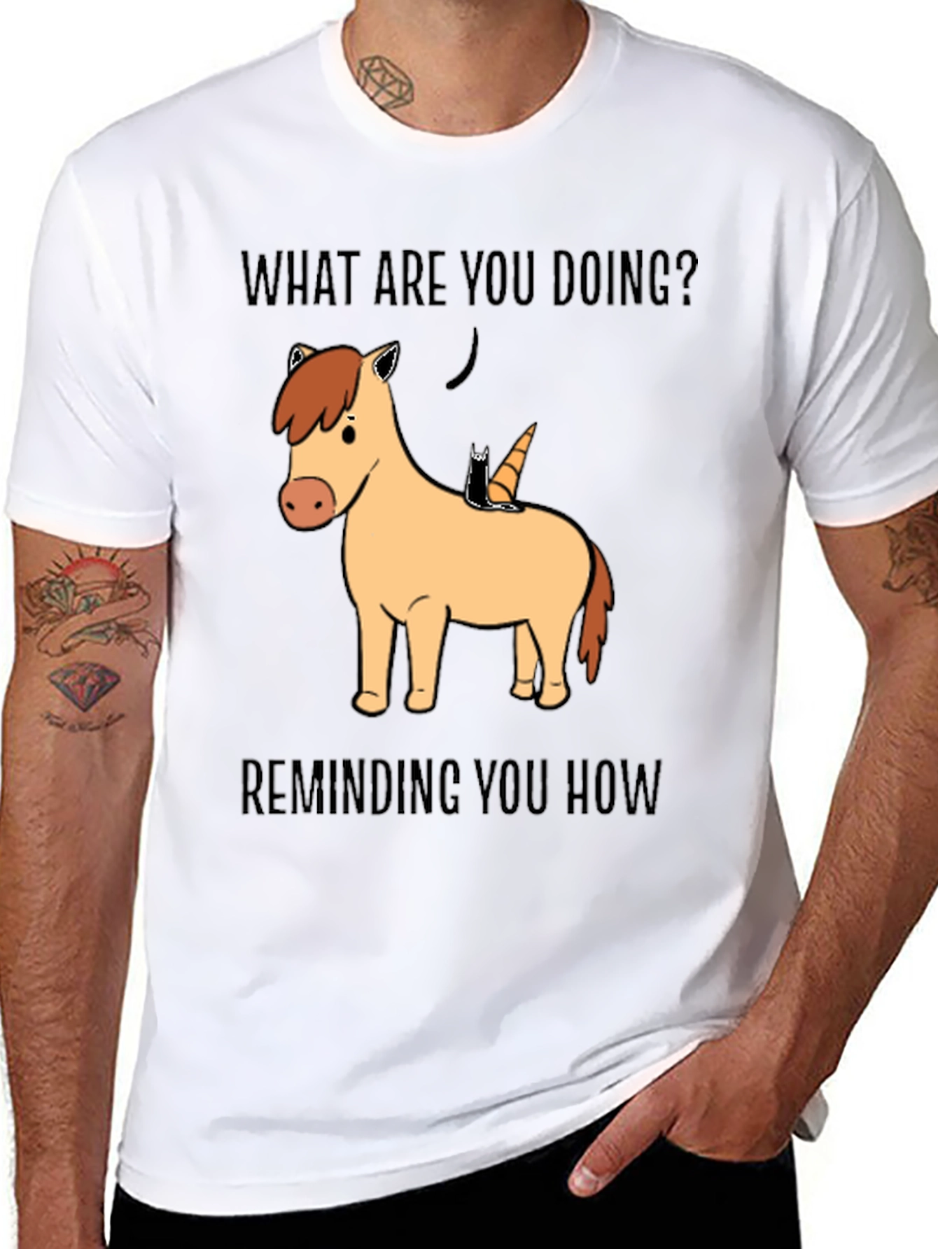 Funny Unicorn & Cat Graphic T-Shirt