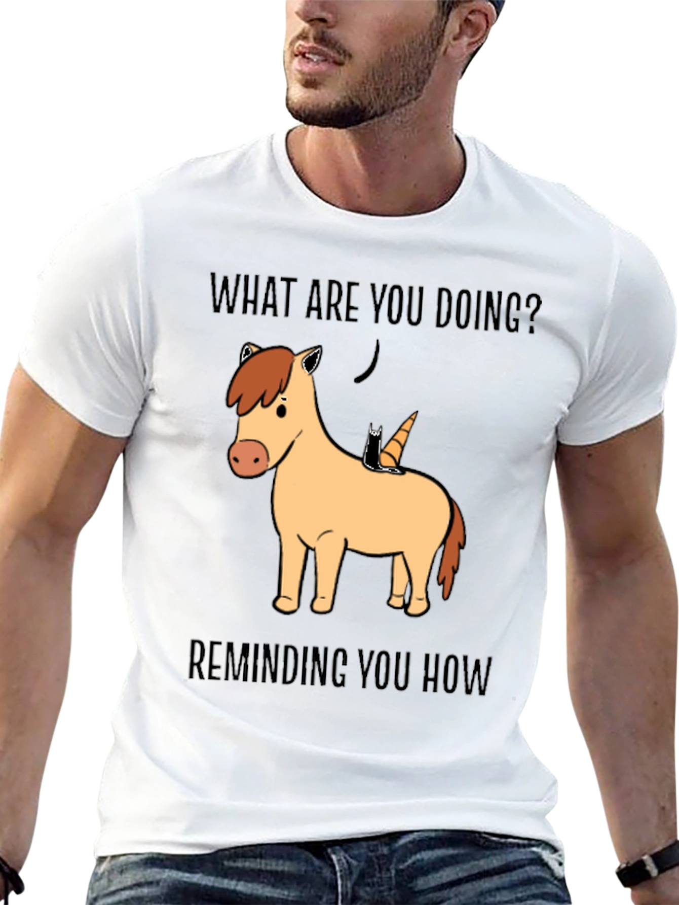 Funny Unicorn & Cat Graphic T-Shirt