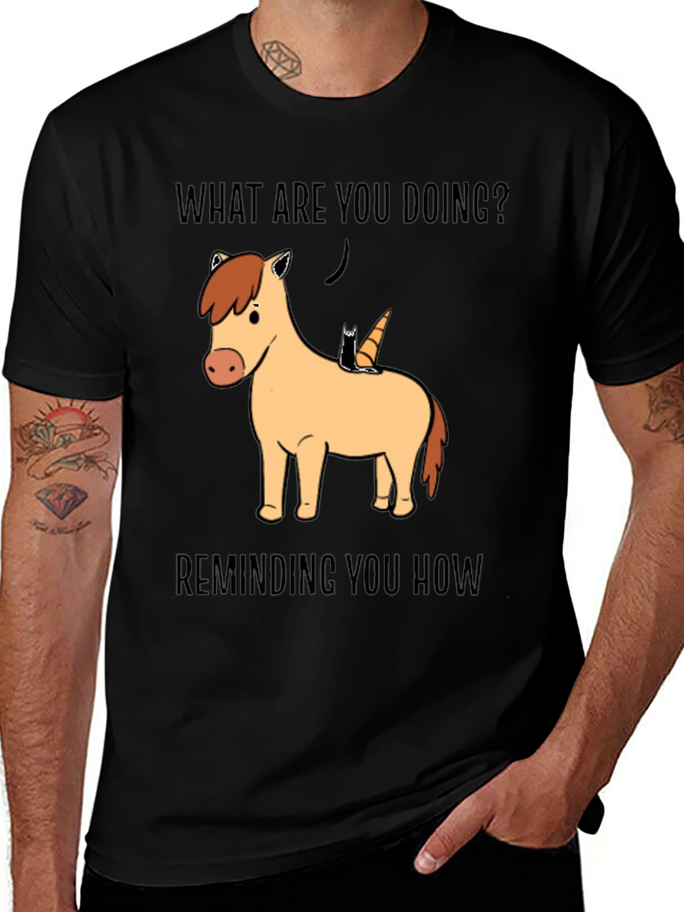 Funny Unicorn & Cat Graphic T-Shirt