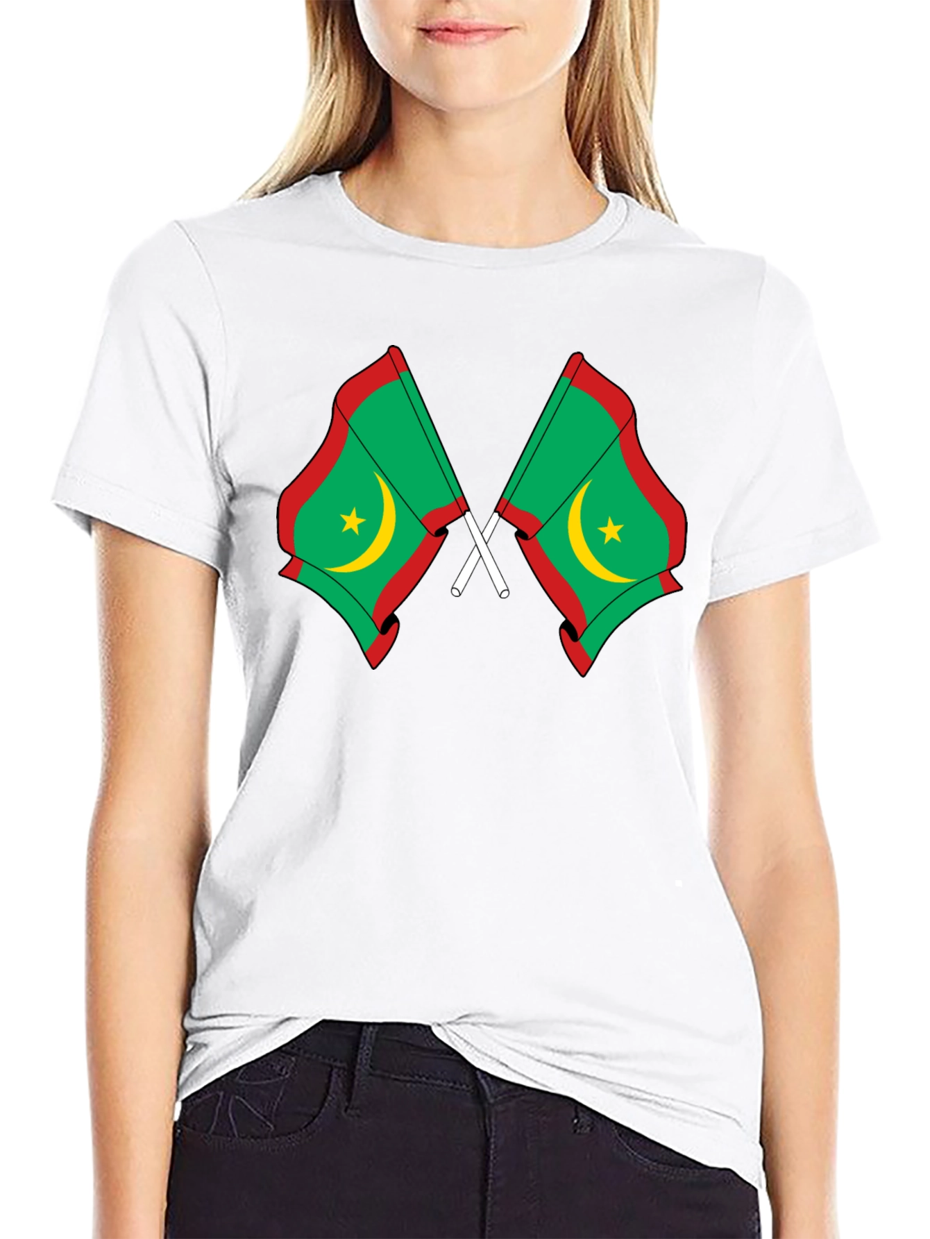 Mauritania Flag Graphic Tee - Black Cotton T-Shirt