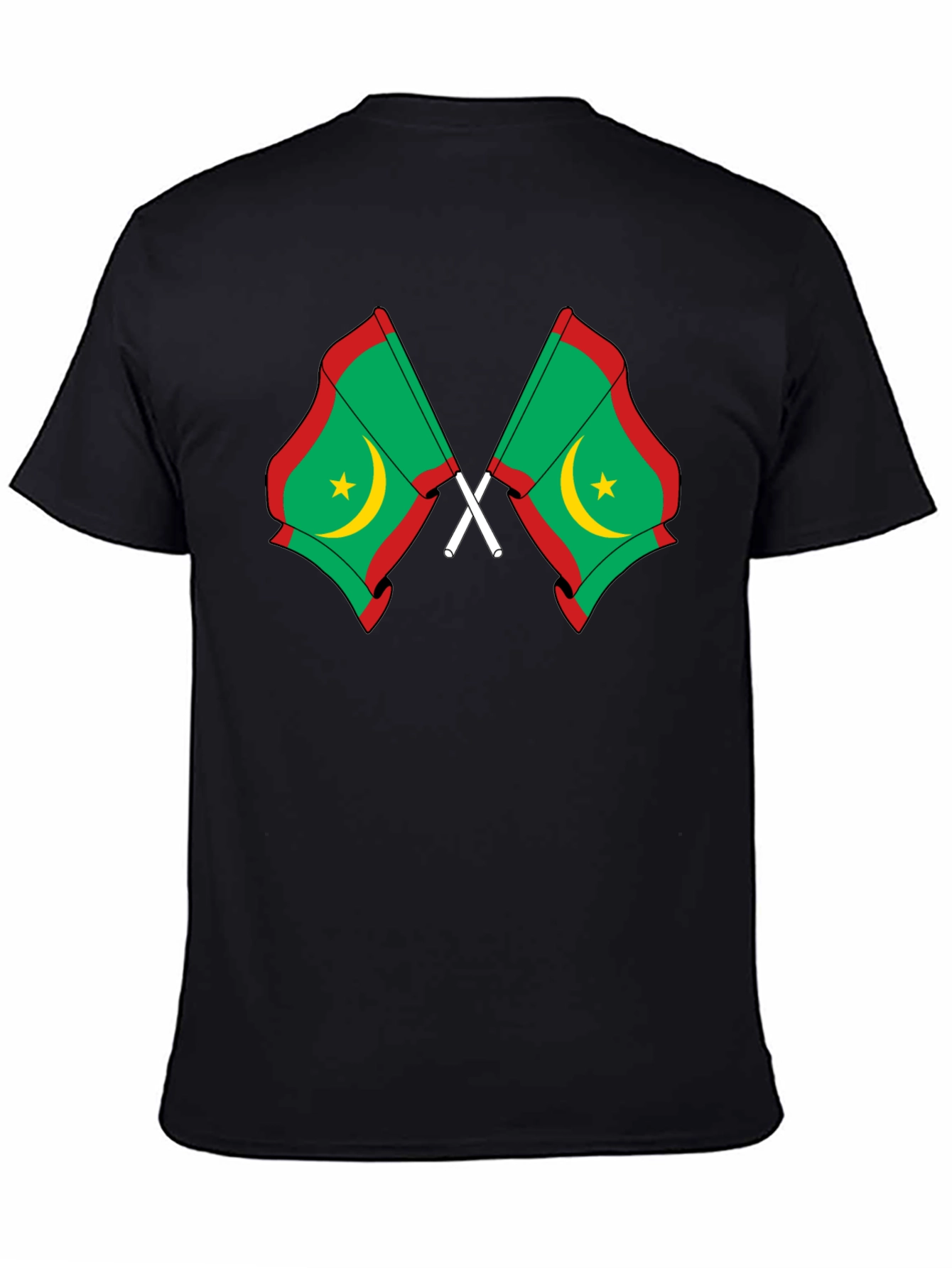 Mauritania Flag Graphic Tee - Black Cotton T-Shirt