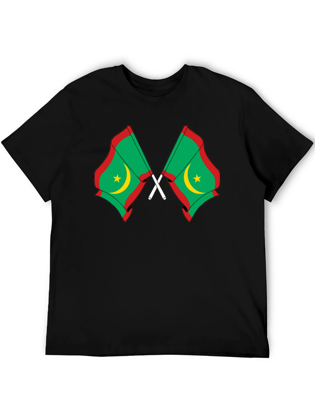 Mauritania Flag Graphic Tee - Black Cotton T-Shirt