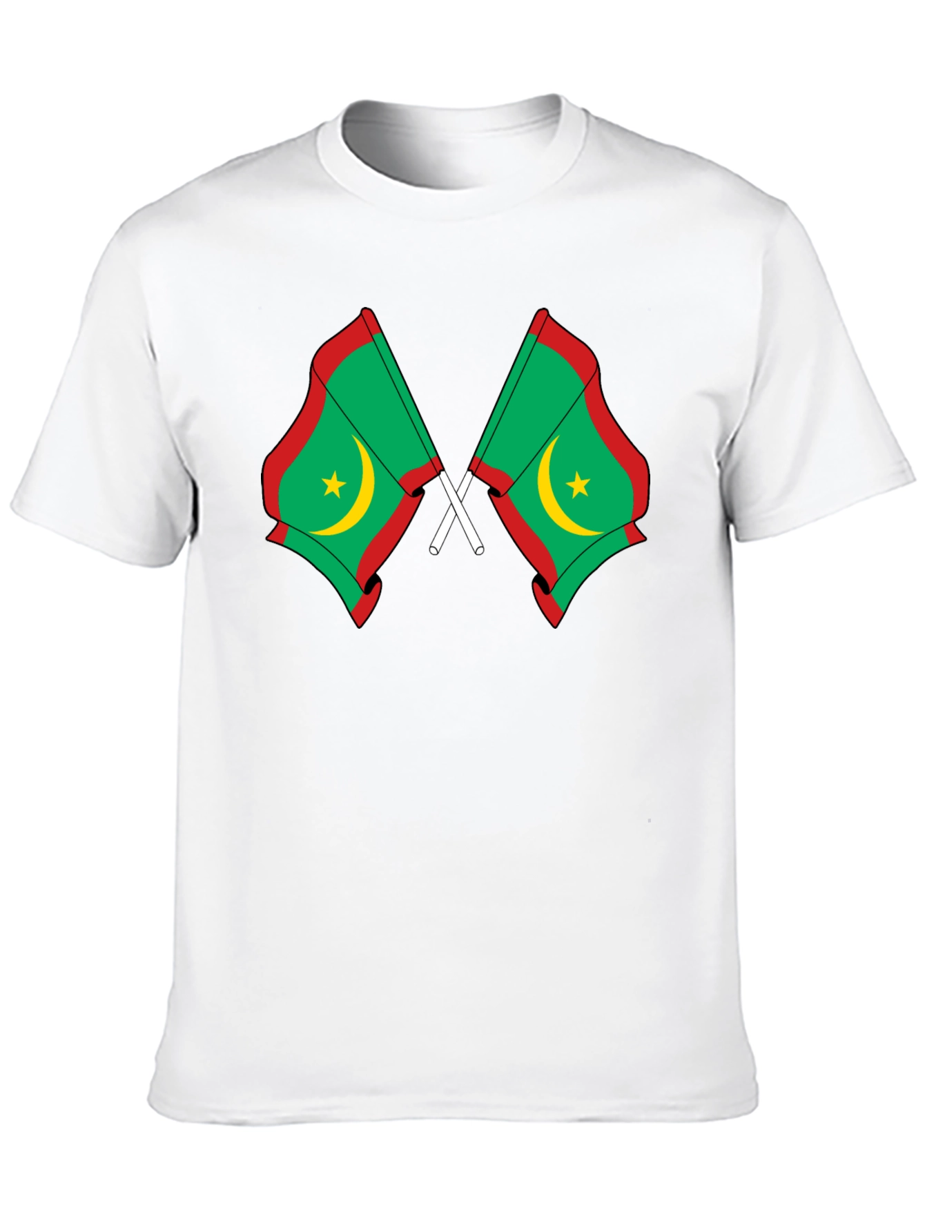 Mauritania Flag Graphic Tee - Black Cotton T-Shirt