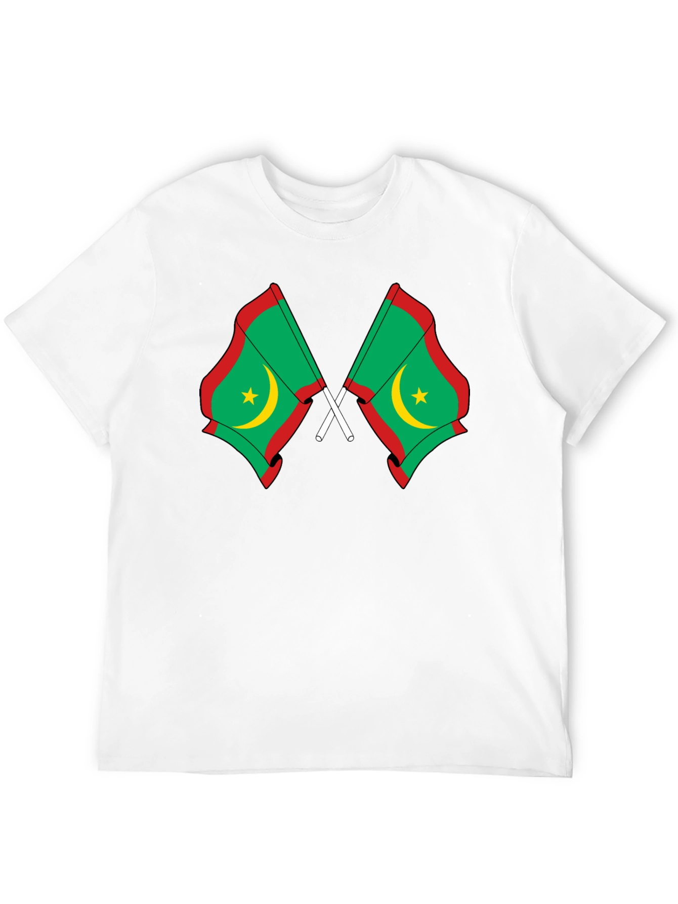 Mauritania Flag Graphic Tee - Black Cotton T-Shirt