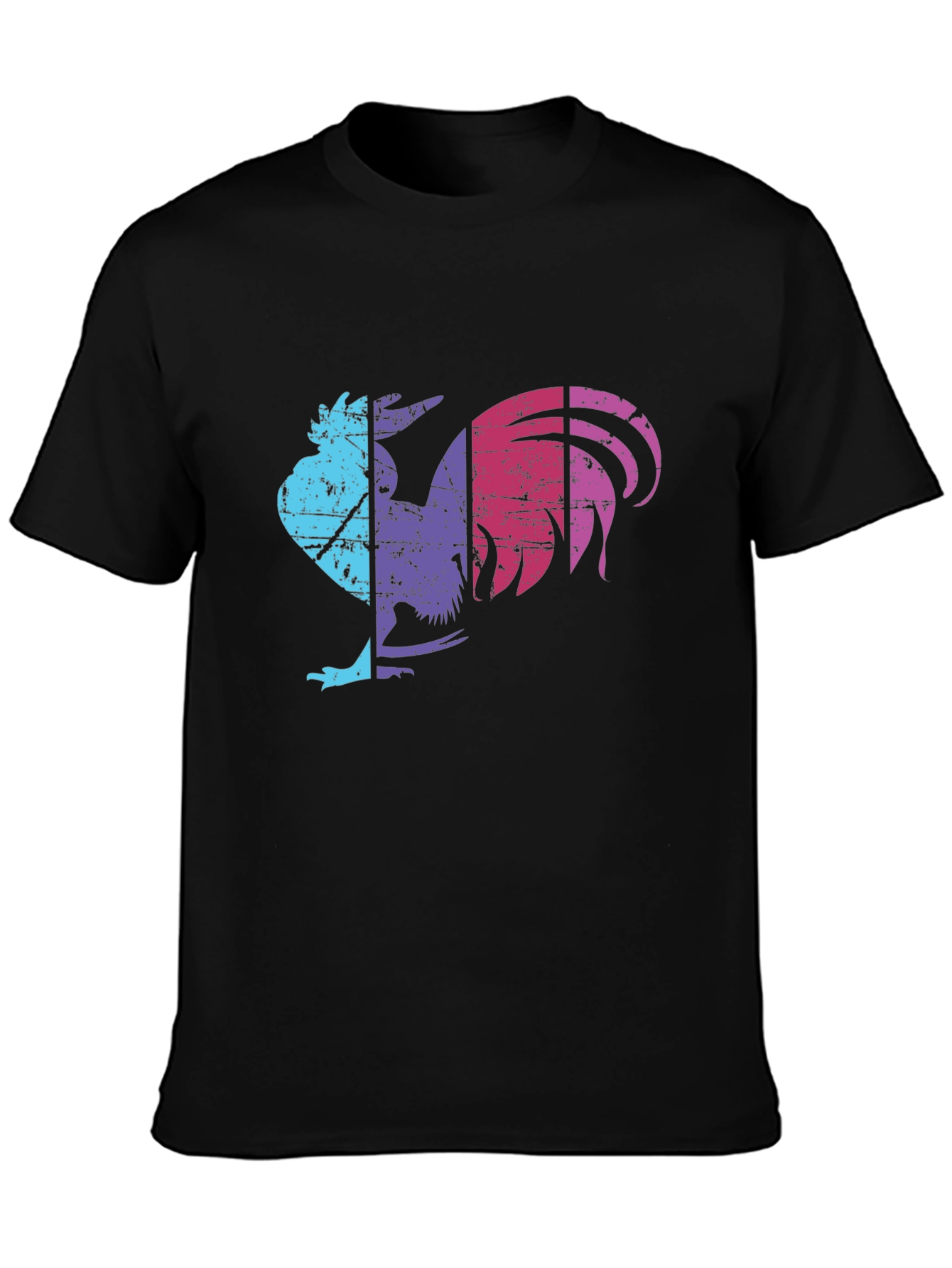Retro Rooster Graphic Tee - Mens Black T-Shirt