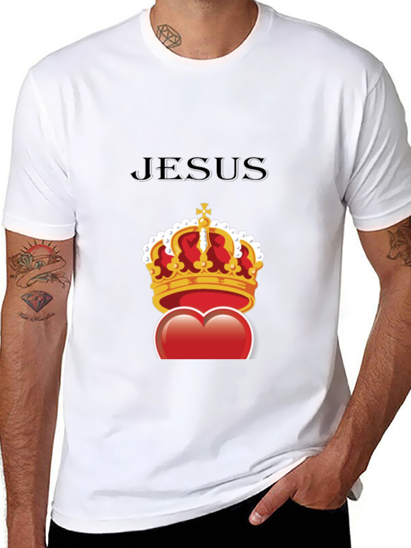 Jesus Heart Crown Graphic Tee - Stylish Christian T-Shirt
