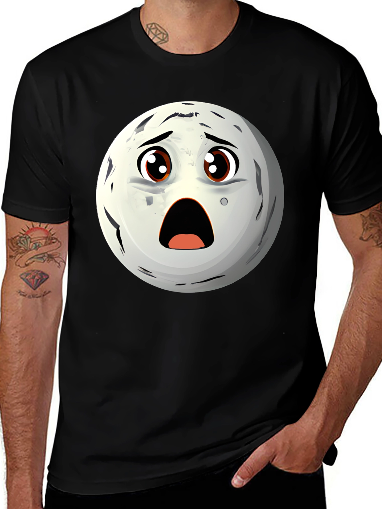 Surprised Moon Face Graphic T-Shirt