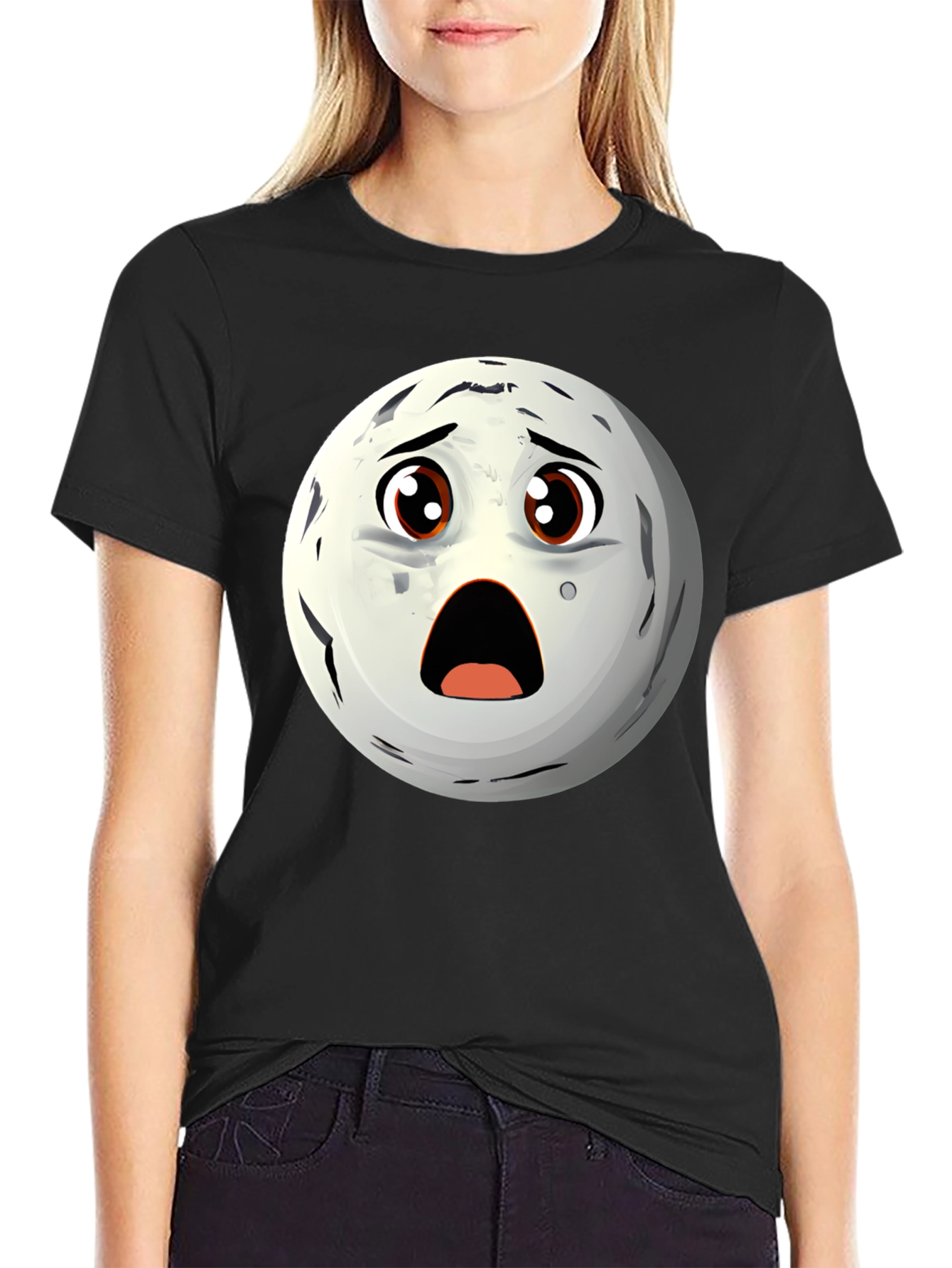 Surprised Moon Face Graphic T-Shirt