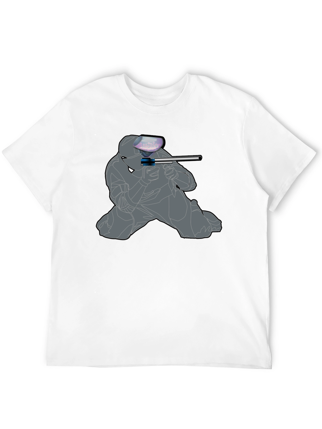 Paintball Player Graphic T-Shirt - Black