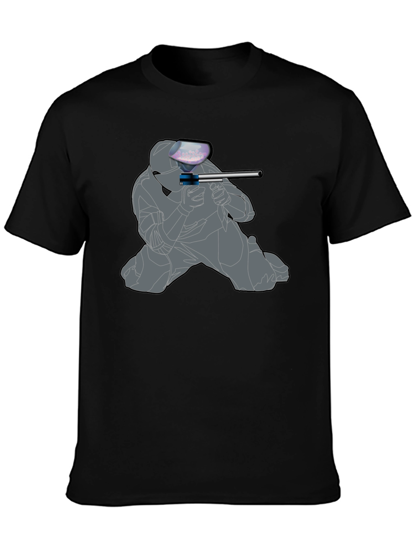 Paintball Player Graphic T-Shirt - Black