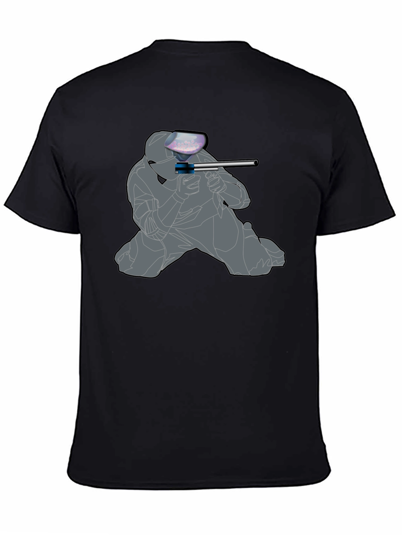 Paintball Player Graphic T-Shirt - Black