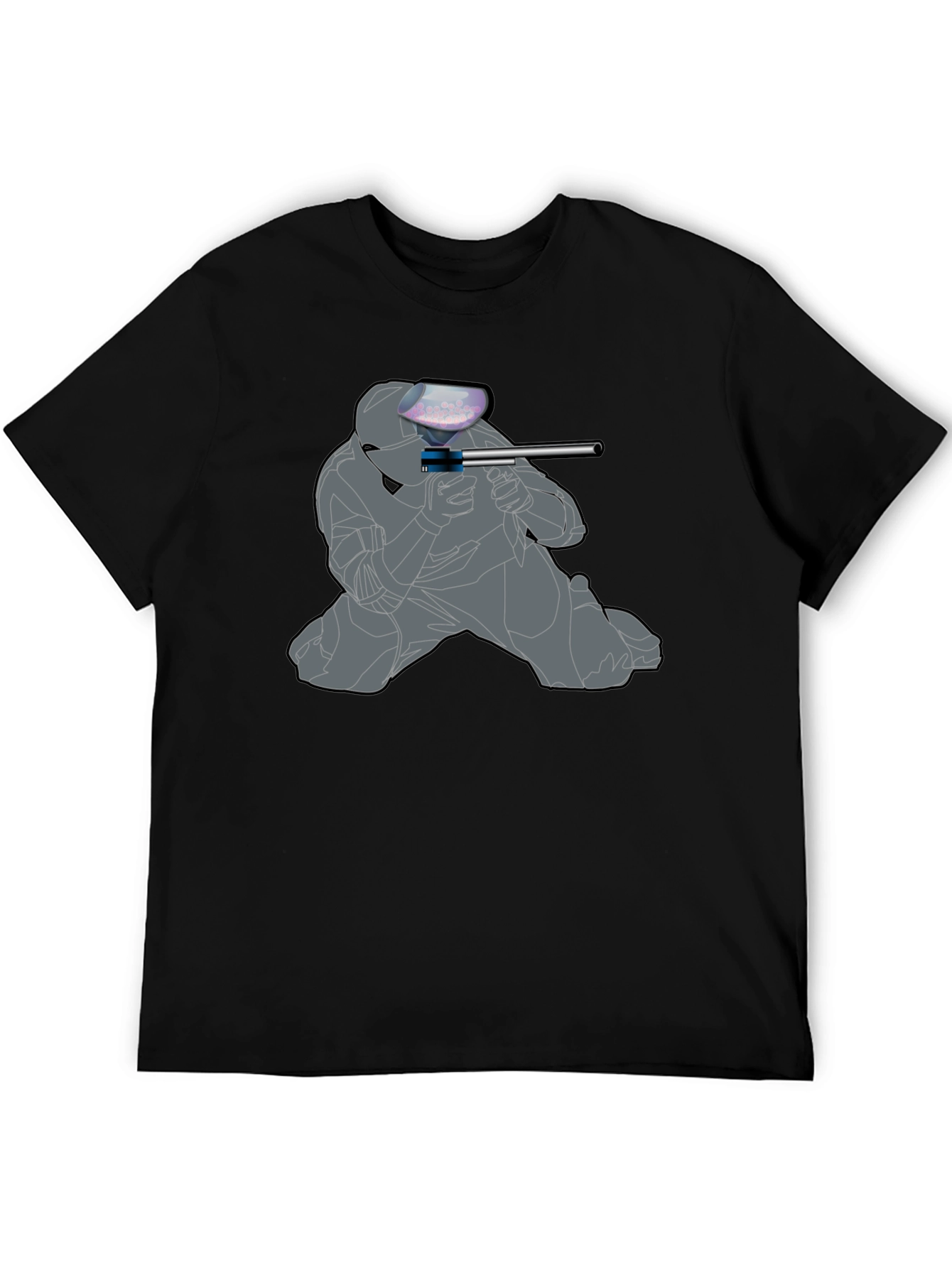 Paintball Player Graphic T-Shirt - Black