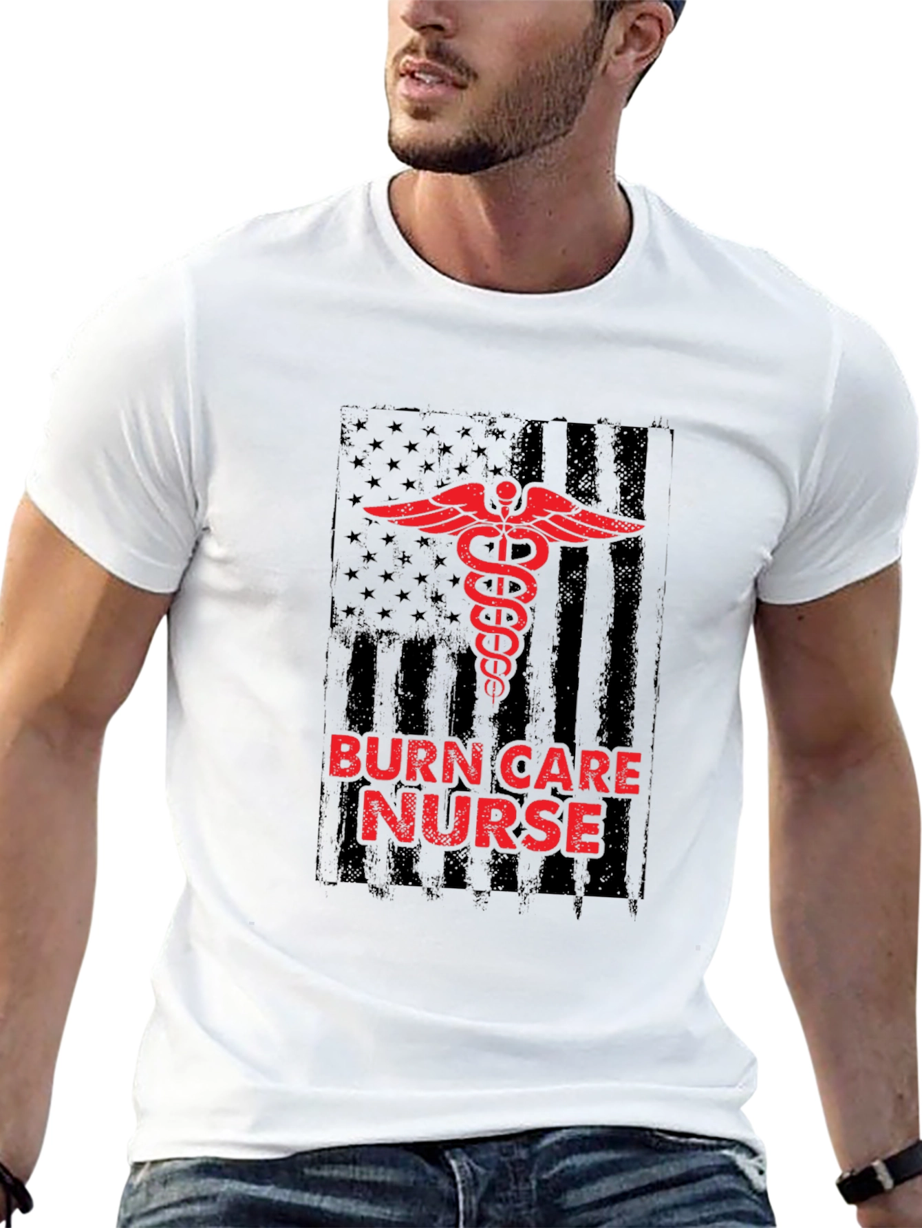 Burn Care Nurse T-Shirt - Medical American Flag
