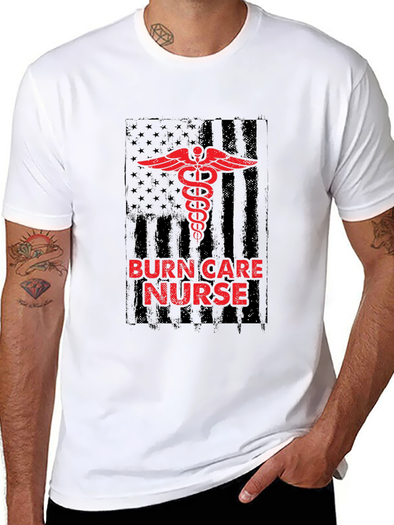 Burn Care Nurse T-Shirt - Medical American Flag