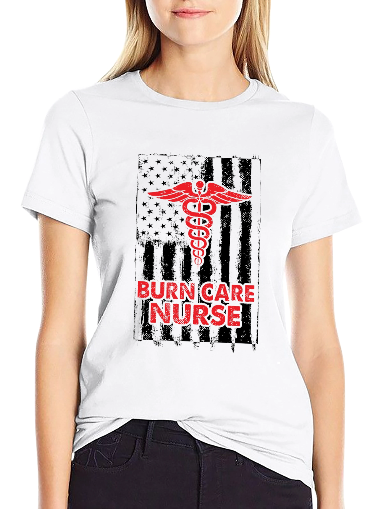 Burn Care Nurse T-Shirt - Medical American Flag