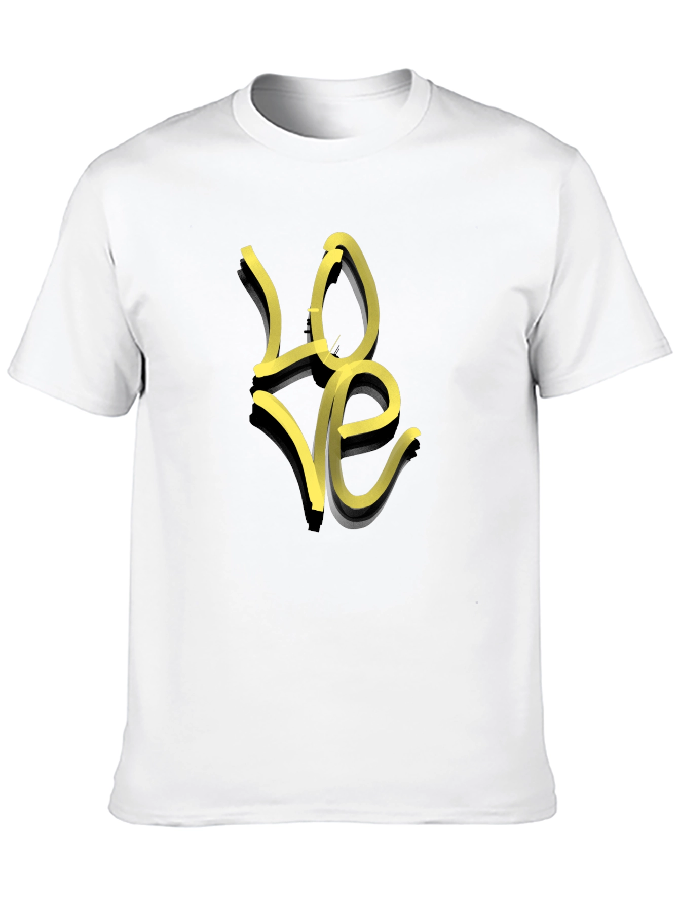 Black T-Shirt with Yellow LOVE Graphic