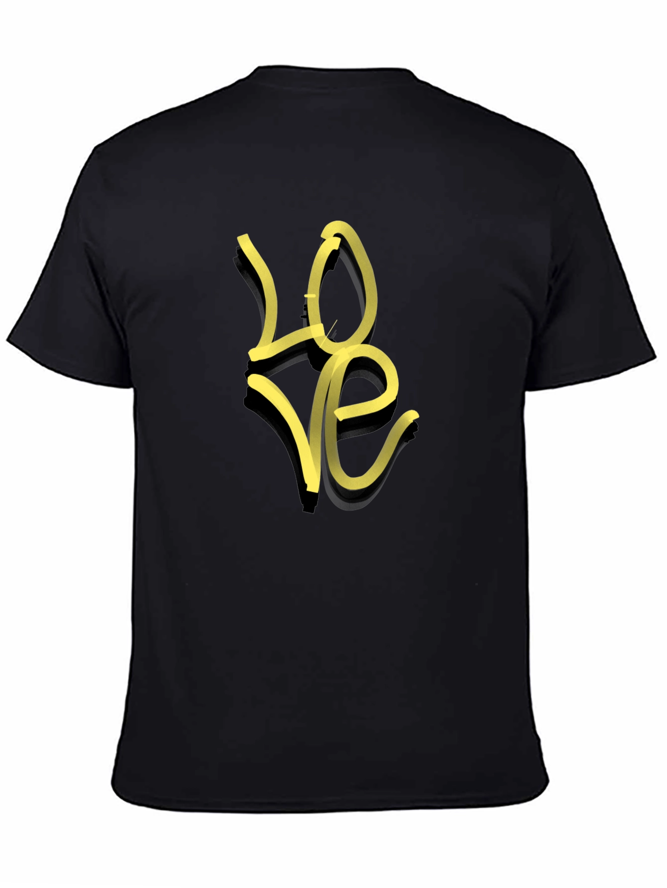Black T-Shirt with Yellow LOVE Graphic