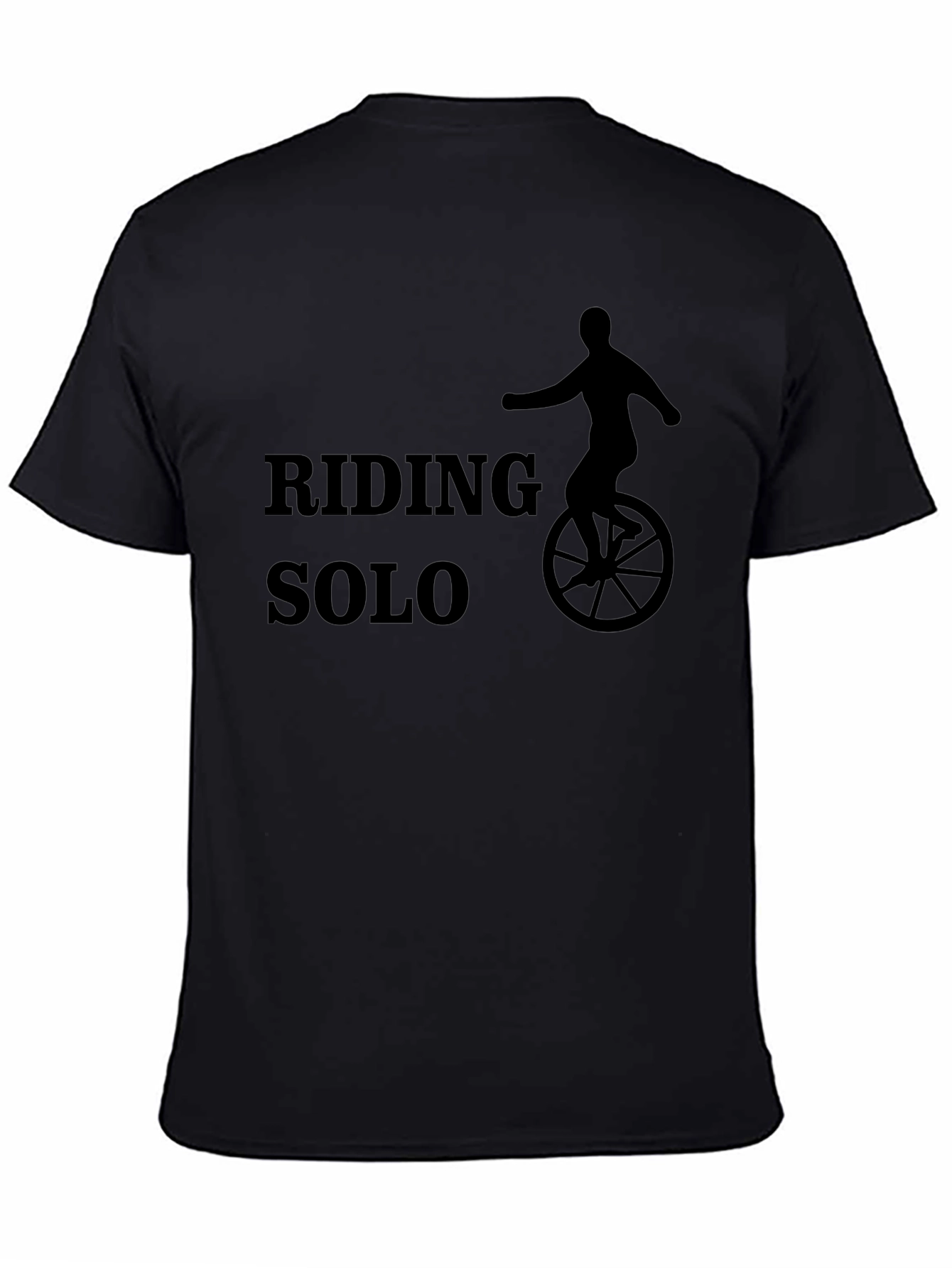 Riding Solo Black T-Shirt - Unicycle Design