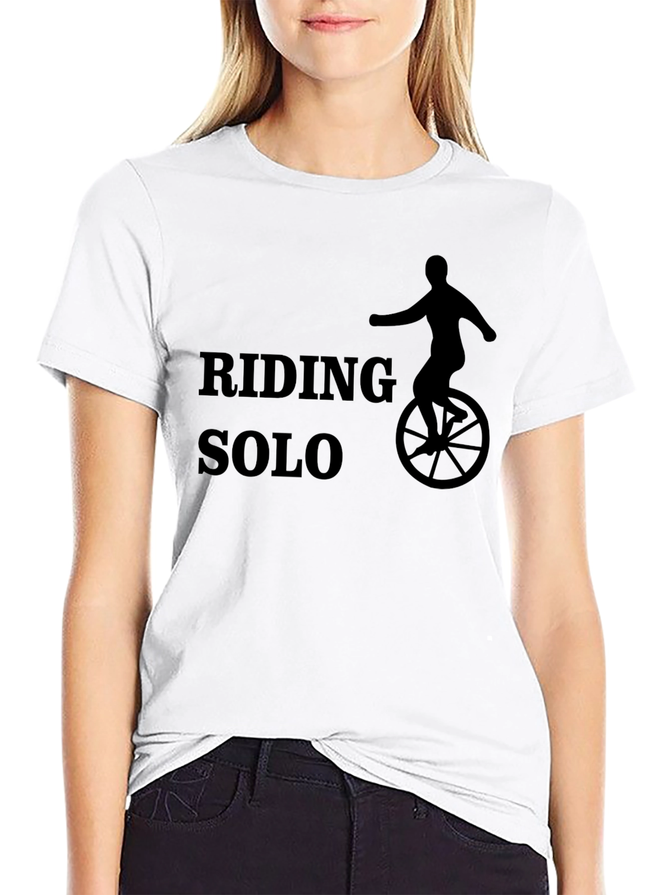 Riding Solo Black T-Shirt - Unicycle Design