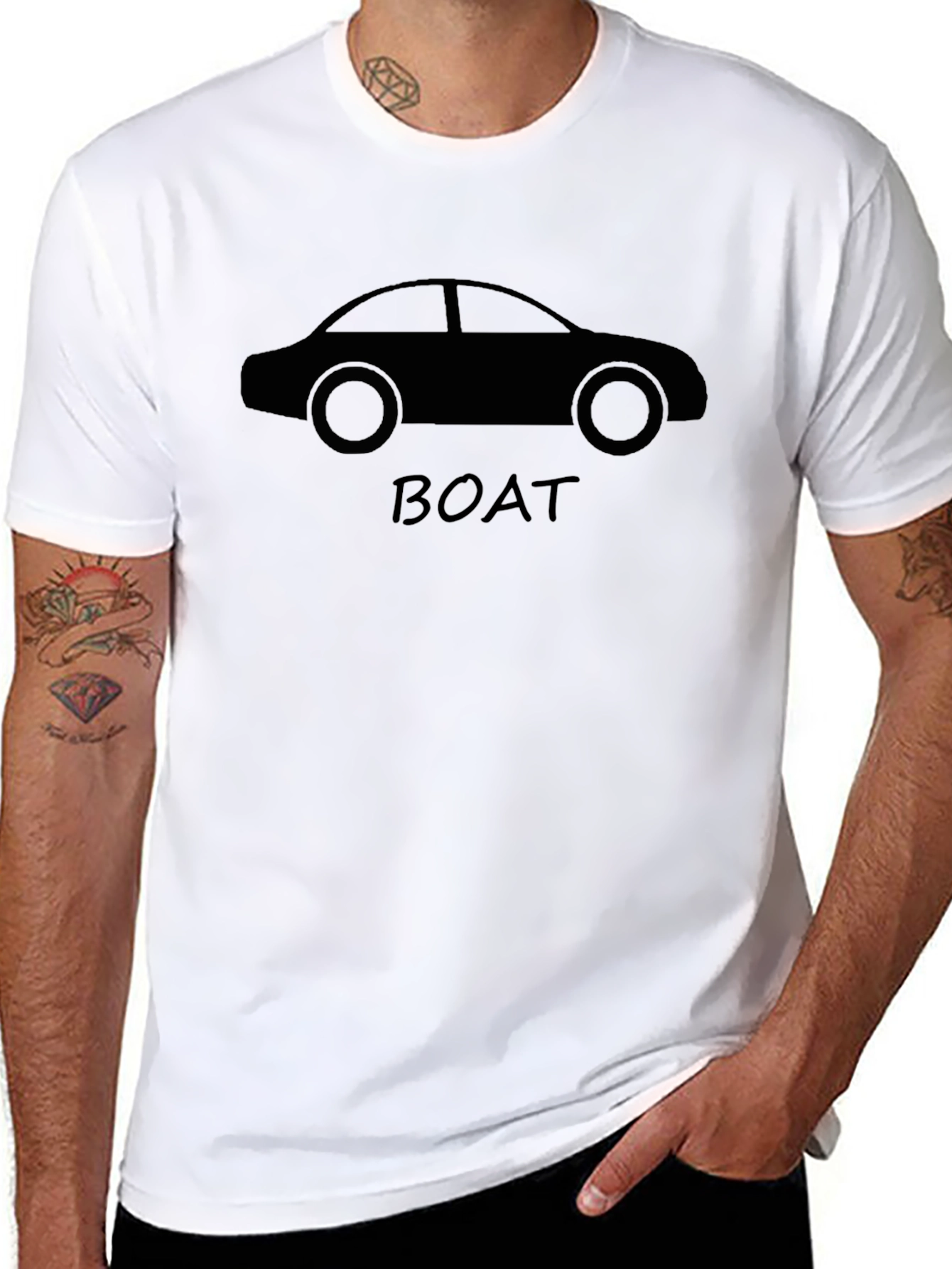 Funny Car Boat T-Shirt - Black