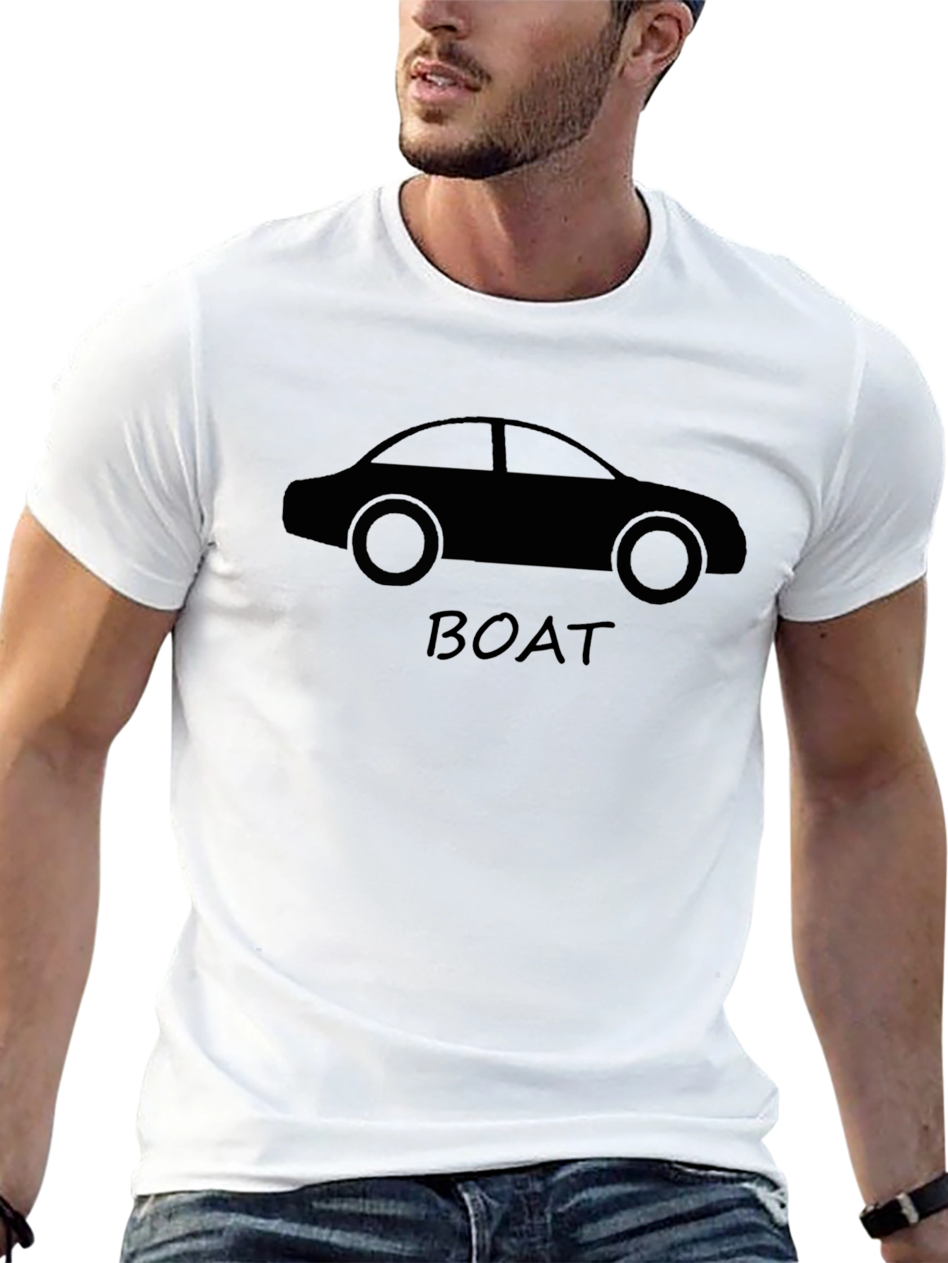 Funny Car Boat T-Shirt - Black